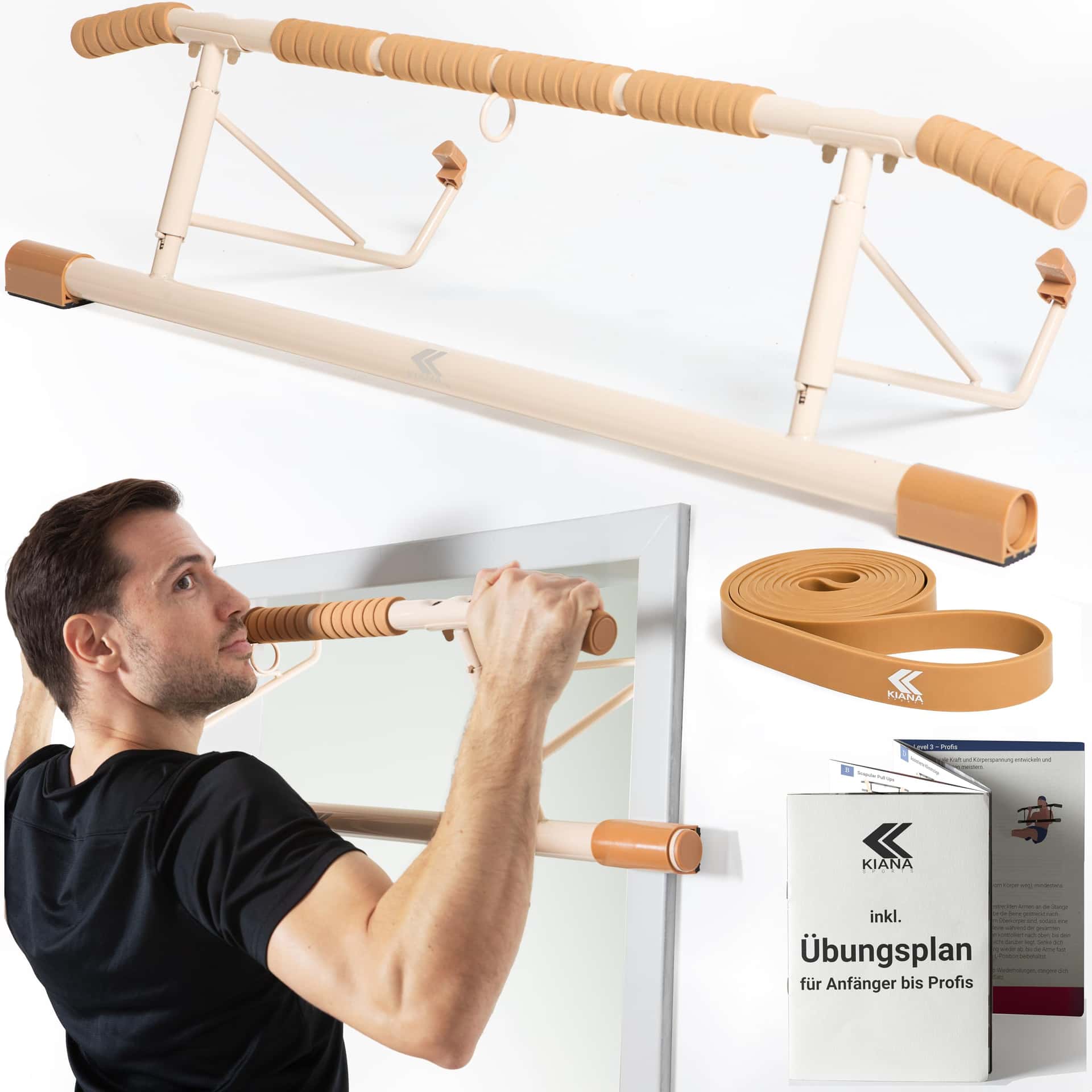KIANA Sports Klimmzugstange für Türrahmen ohne Bohren &