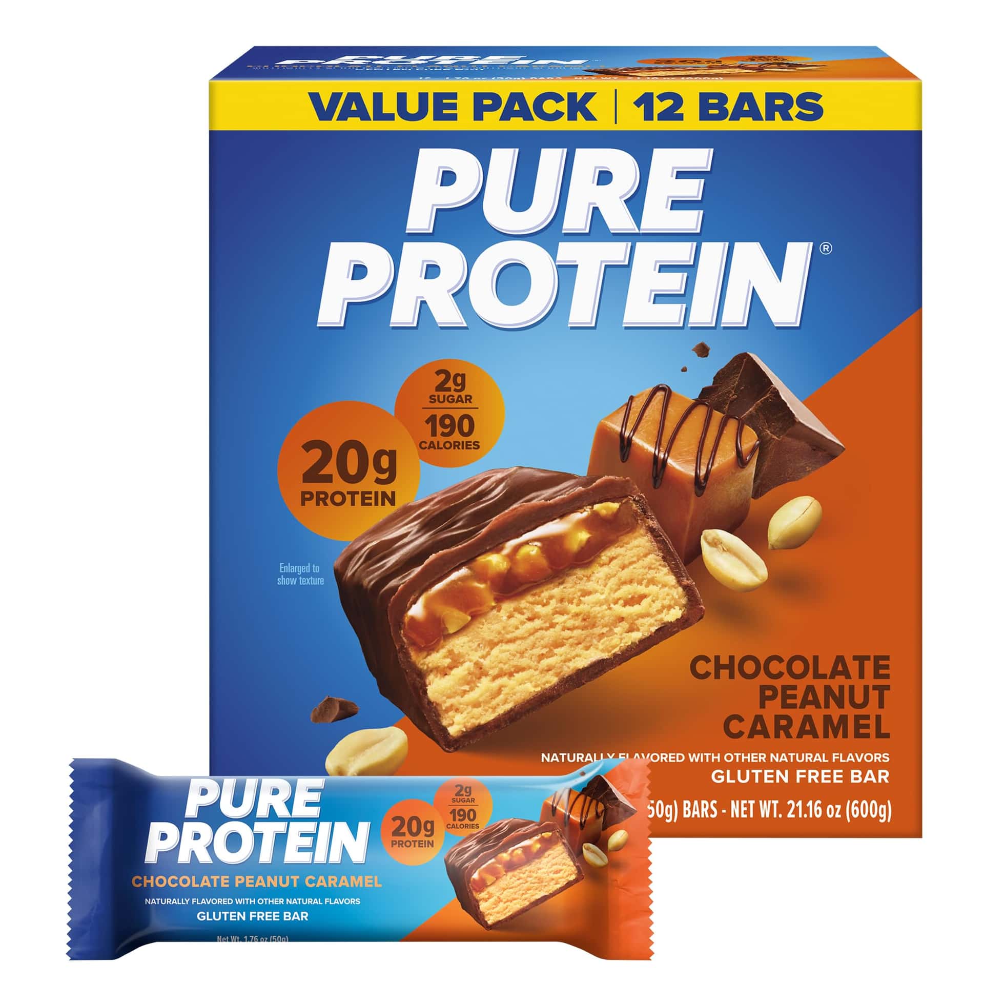 Pure Protein Chocolate Peanut Caramel Protein Bars – 20g
