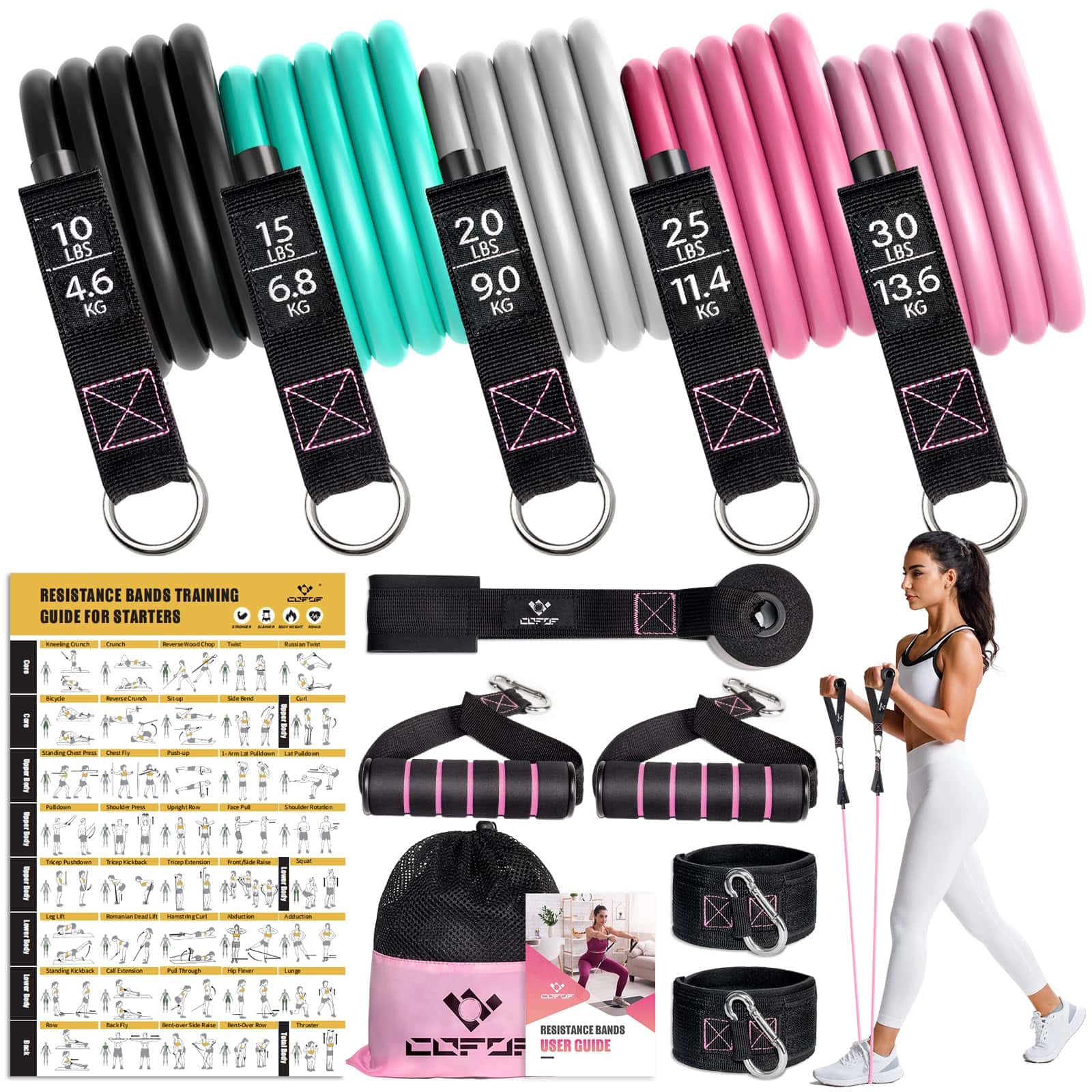 Resistance Bands with Handles for Women