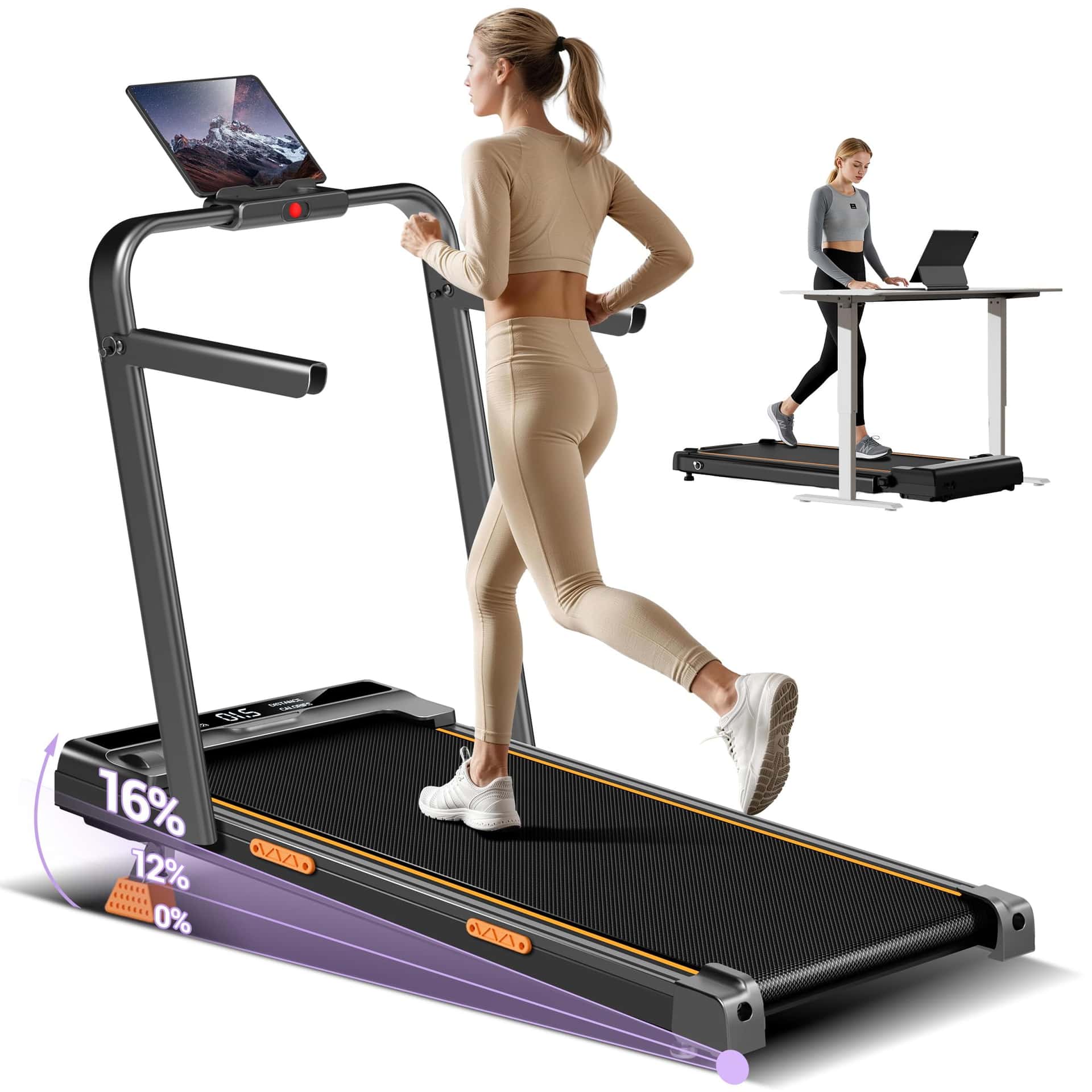 LONTEK Walking Pad Klappbar mit Steigung 10KM/H