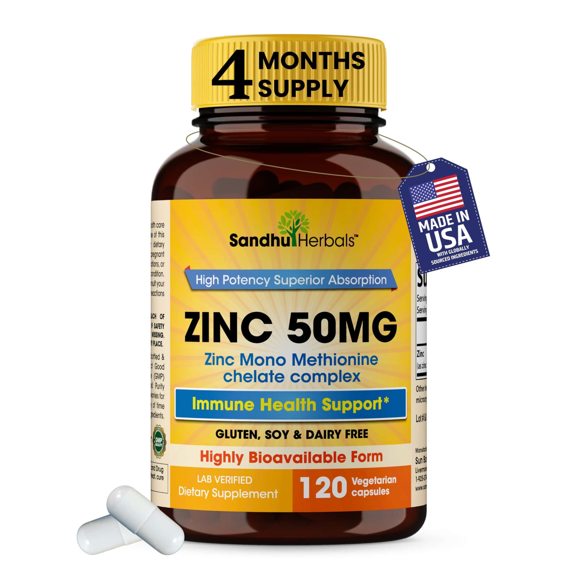Zinc 50mg Capsules for Men and Women