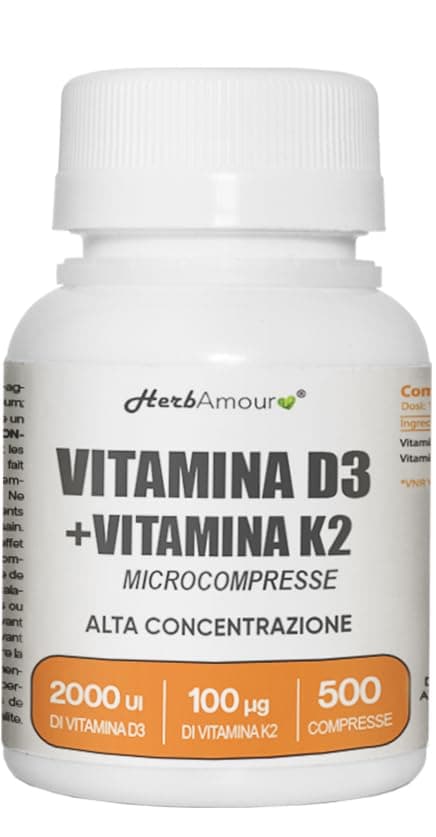 HerbAmour VITAMINE D3 K2 (Stock Pour 1 an et 4 Mois) 500