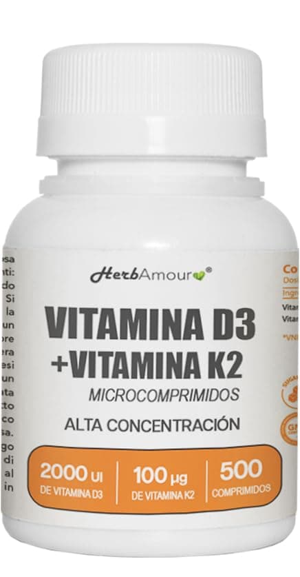 HerbAmour VITAMINE D3 K2 (Stock Pour 1 an et 4 Mois) 500