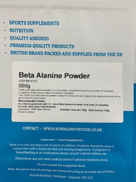 Konrad Nutrition Beta Alanine Pure Powder USP Grade (500g – Bild 2