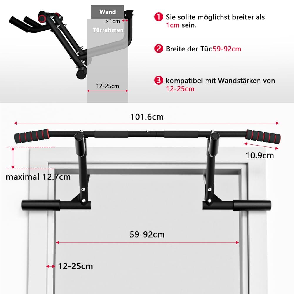 ONETWOFIT Barre de traction pour porte,Avec poignées antidérapantes,Jusqu'à 210 kg – Bild 2