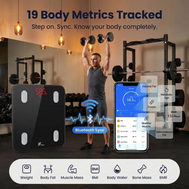 HomeFashion HFitness 19 Metrics Body Composition Smart Scale Bathroom – Bild 4