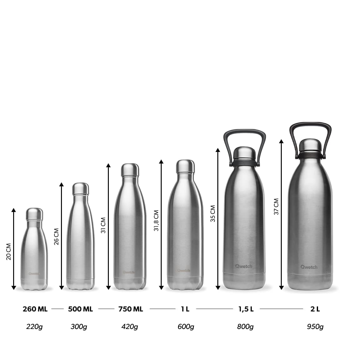 QWETCH Grande Bouteille Isotherme - Inox Brossé 2L – Bild 7