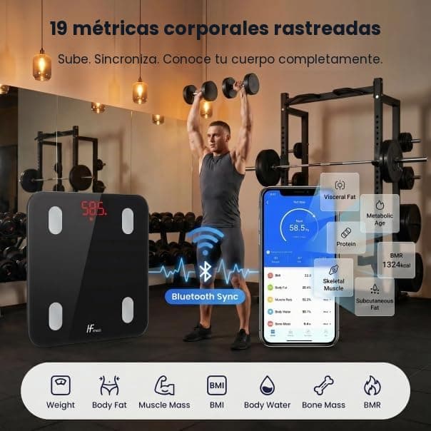 HomeFashion HFitness 19 Metrics Body Composition Smart Scale Bathroom – Bild 4