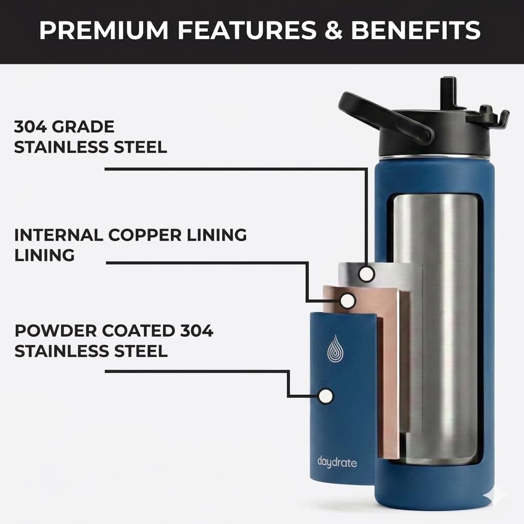 daydrate Insulated Metal Water Bottle with Straw 750ml – Bild 6