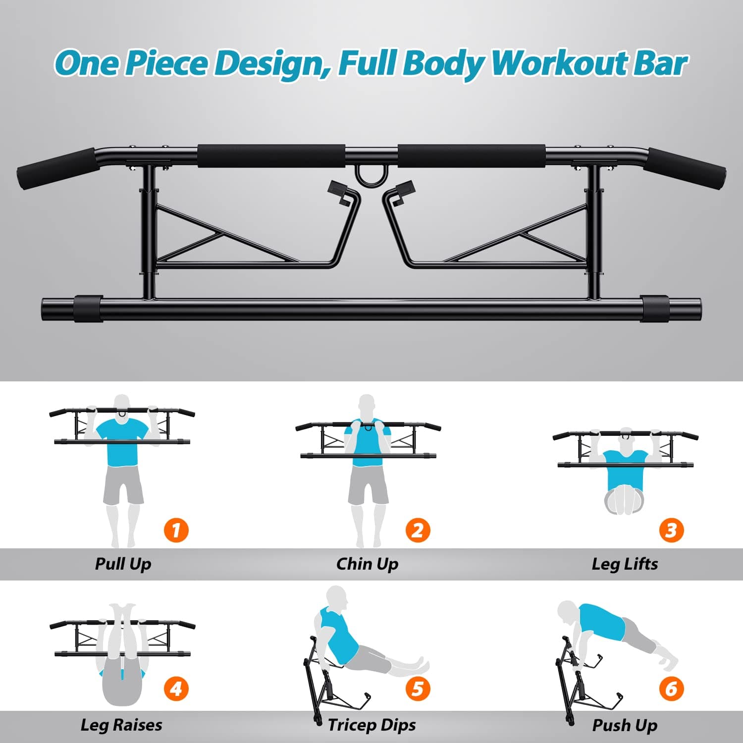 JX FITNESS Klimmzugstange Türrahmen Pull Up Bar mit – Bild 7