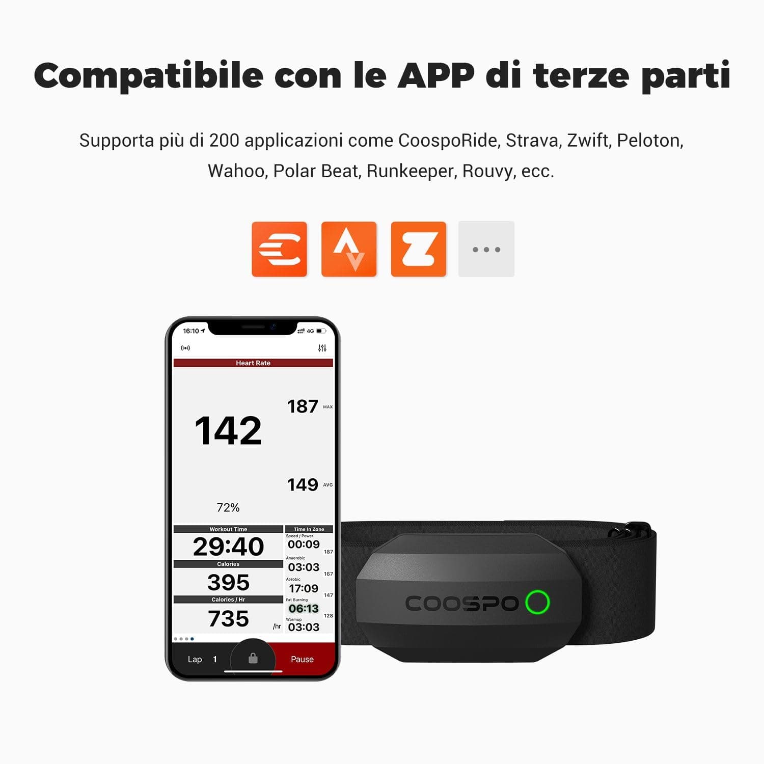 CooSpo H808S Brustgurt Pulsmesser ANT+/Bluetooth – Bild 5