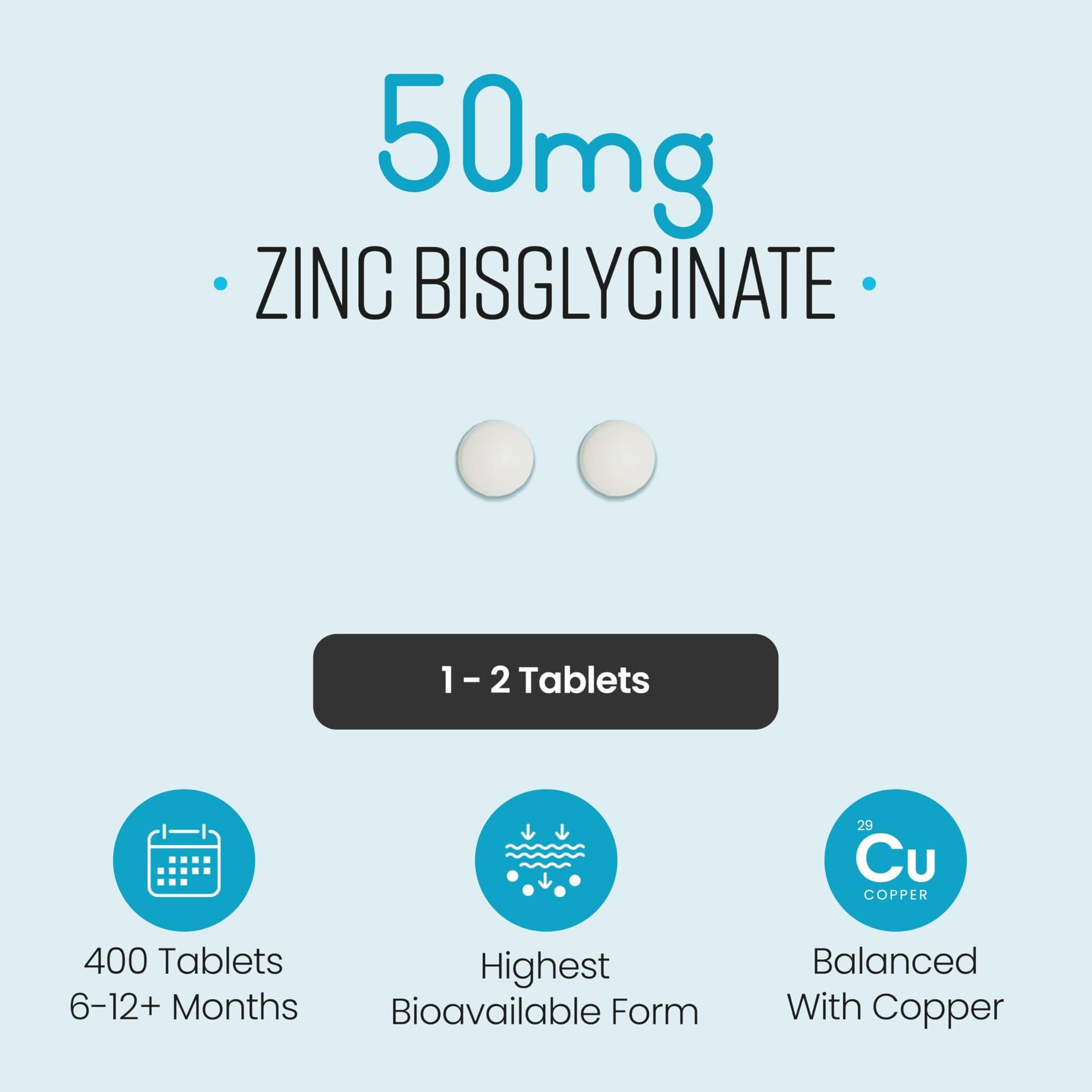VitaBright Zinc Supplements with Copper for Men & Women – Bild 2