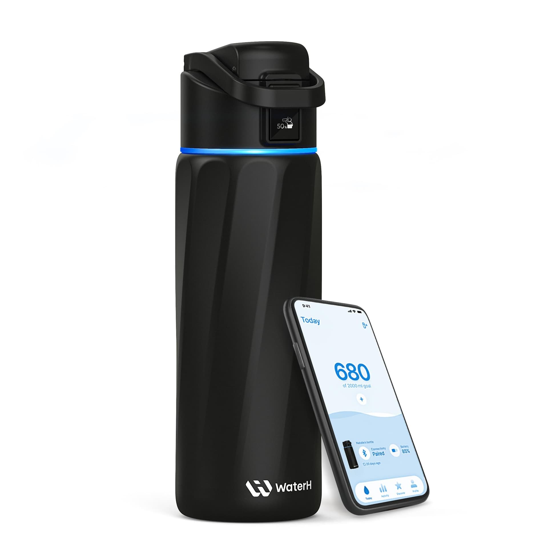 WATERH BOOST Smart Water Bottle that Reminds You to Drink, 710 ml