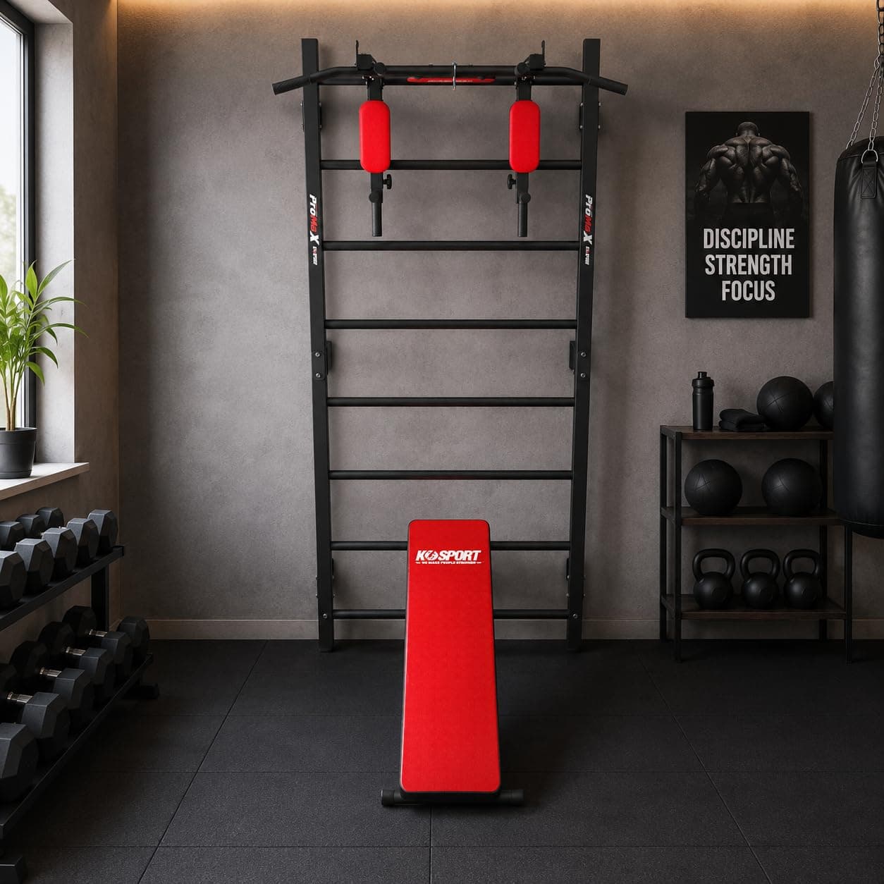 K-Sport : Trainingsset Sprossenwand + Dip Station – Bild 5