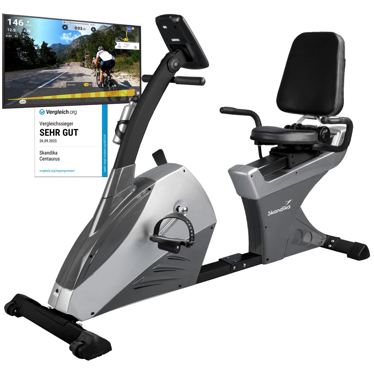 Skandika Liegeergometer Centaurus | Liege-Ergometer mit Trainingscomputer, 13kg