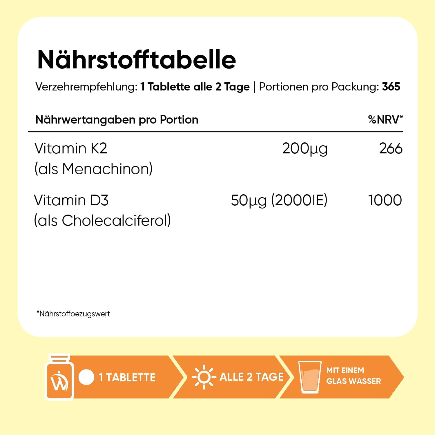 WeightWorld Vitamin D3 K2 2000 IE - 365 Tabletten – Bild 3