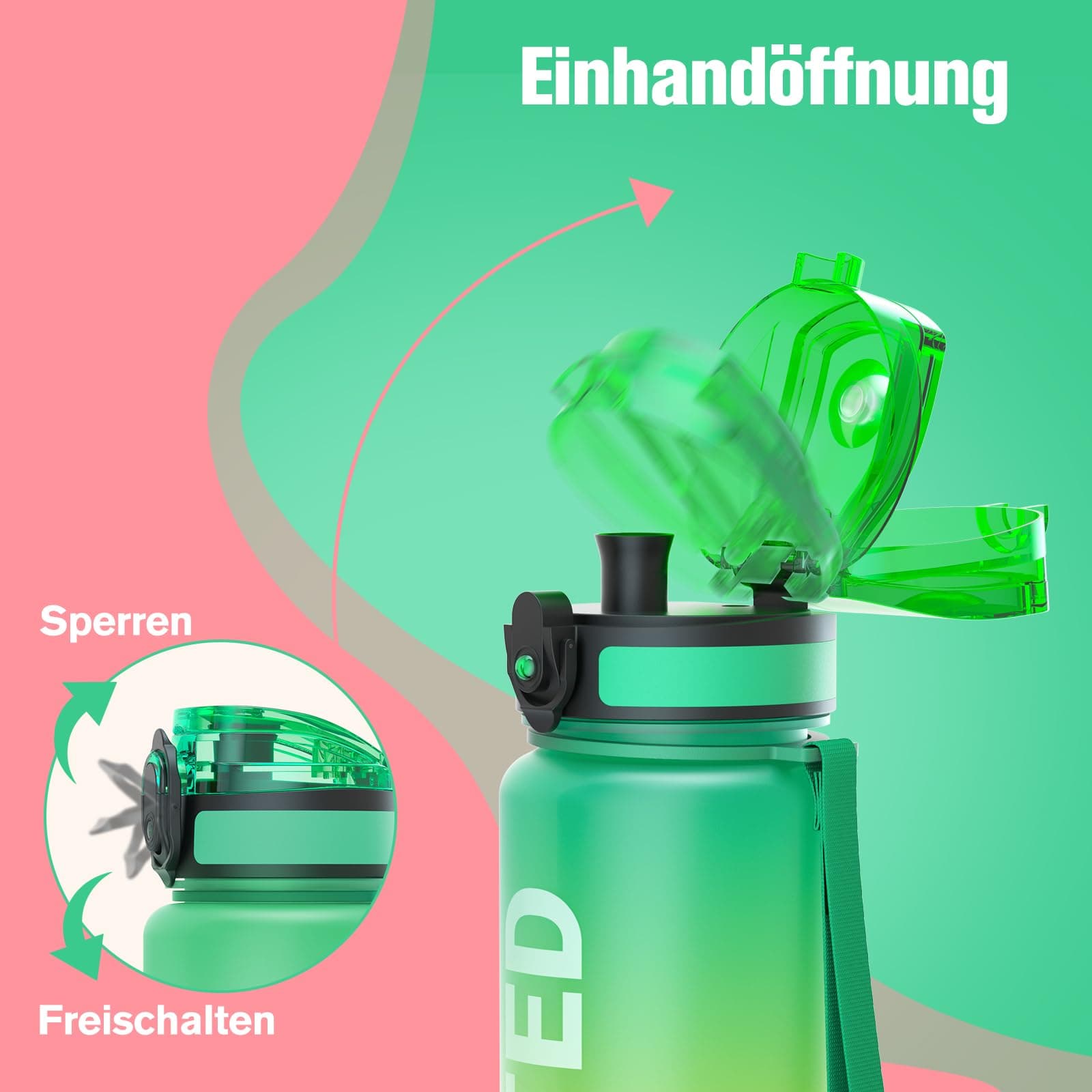 Sahara Sailor Trinkflasche, Sport Trinkflasche, [BPA-frei Tritan] 1L – Bild 3