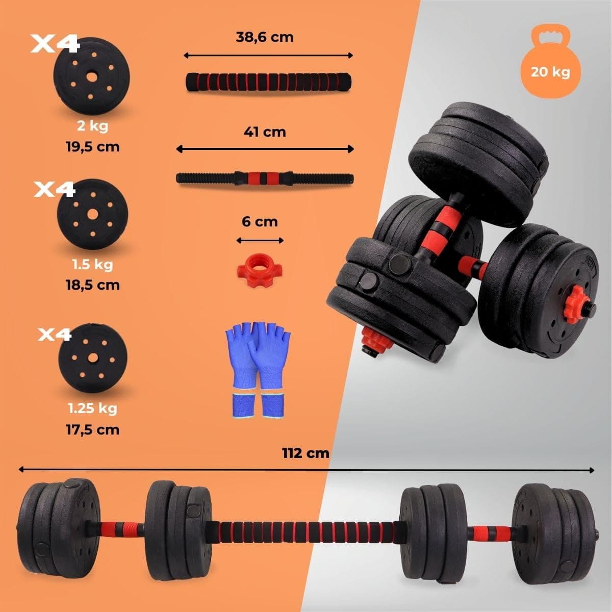 Mobiclinic ® fitness, Mancuernas ajustables, 2 en 1, Extenfit, Peso de 2-20 kg – Bild 2