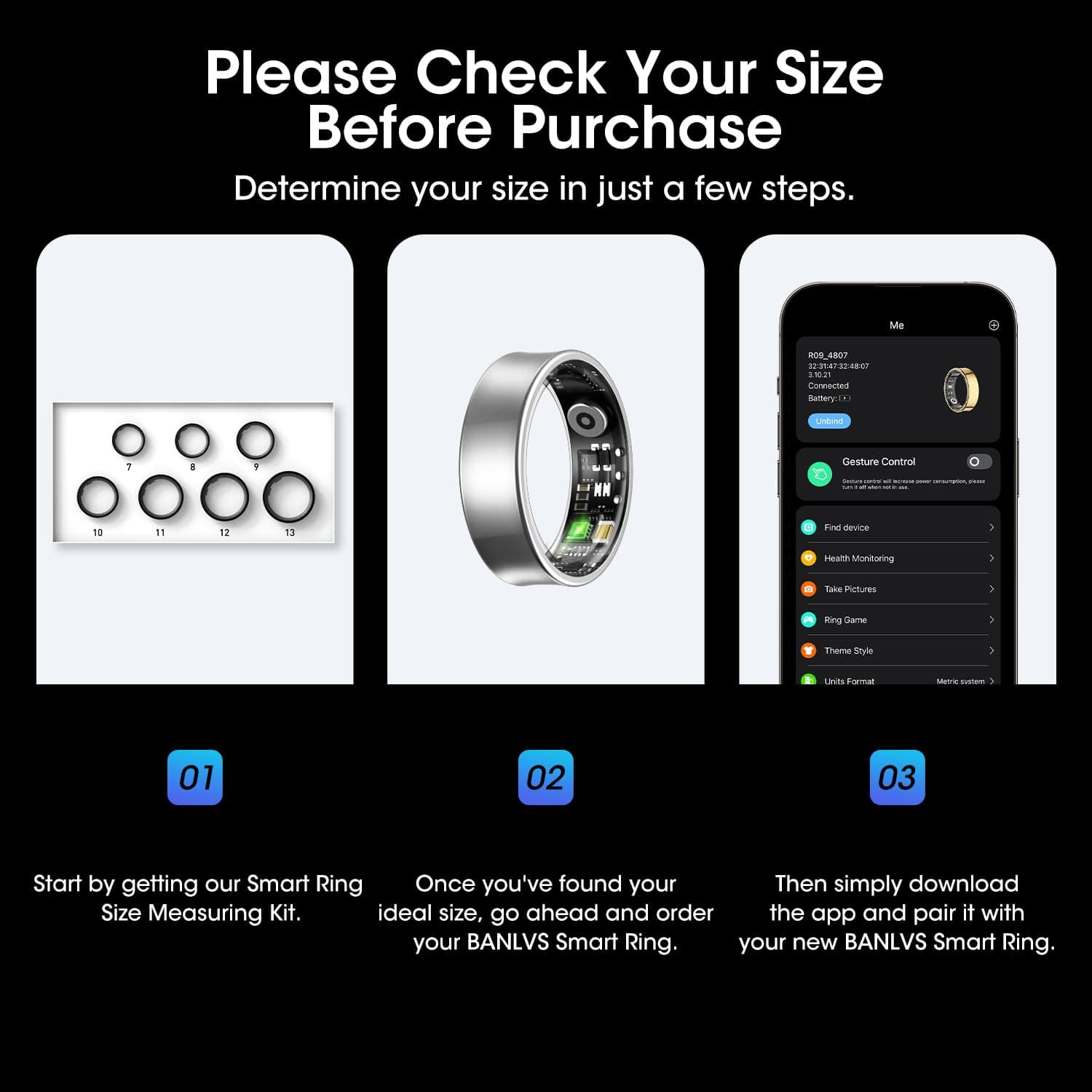 BANLVS Smart Ring für Herren Damen – Bild 2