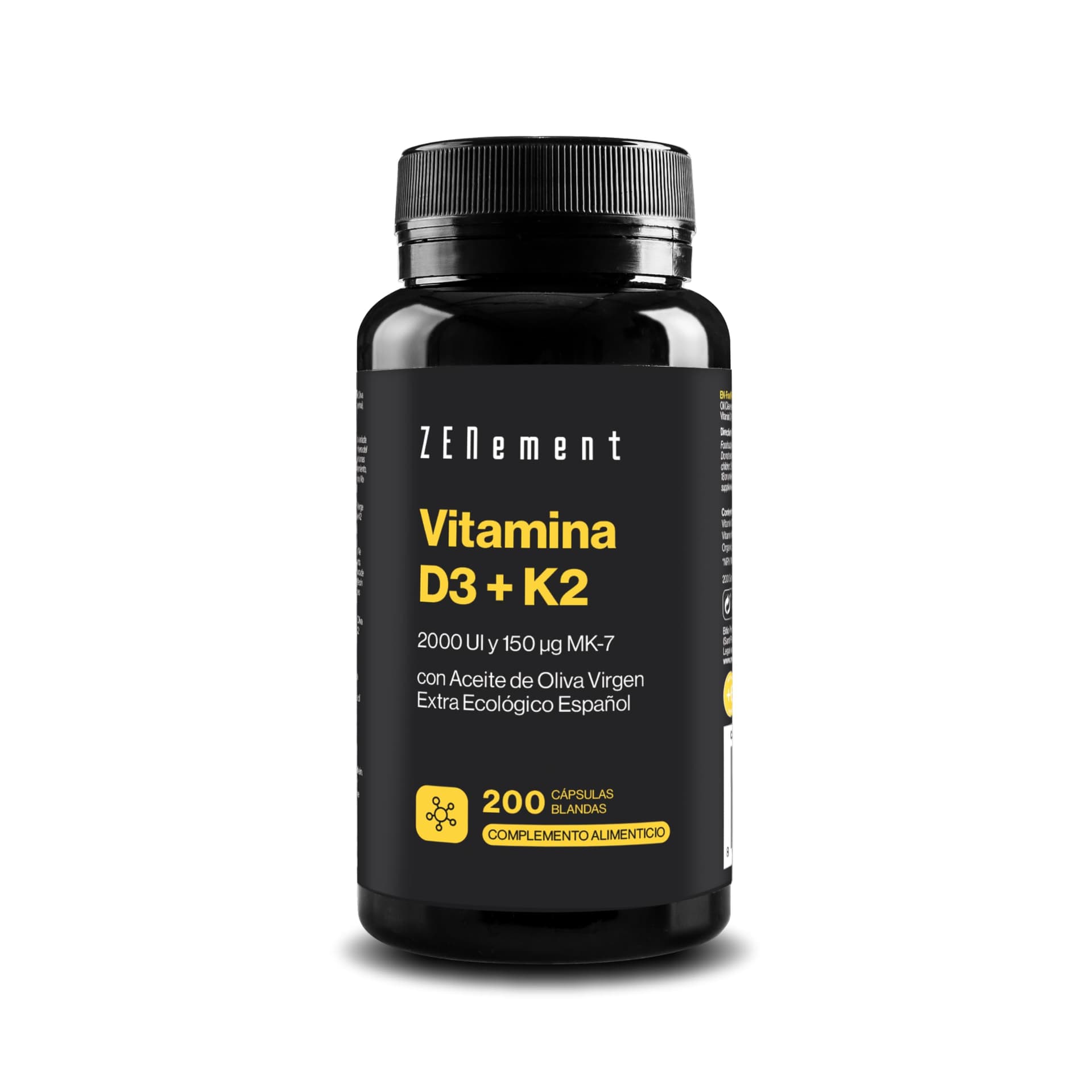 Zenement | Vitamina D3 + K2, Colecalciferolo (2000 UI) & MK-7 (150 μg), 200 Capsule