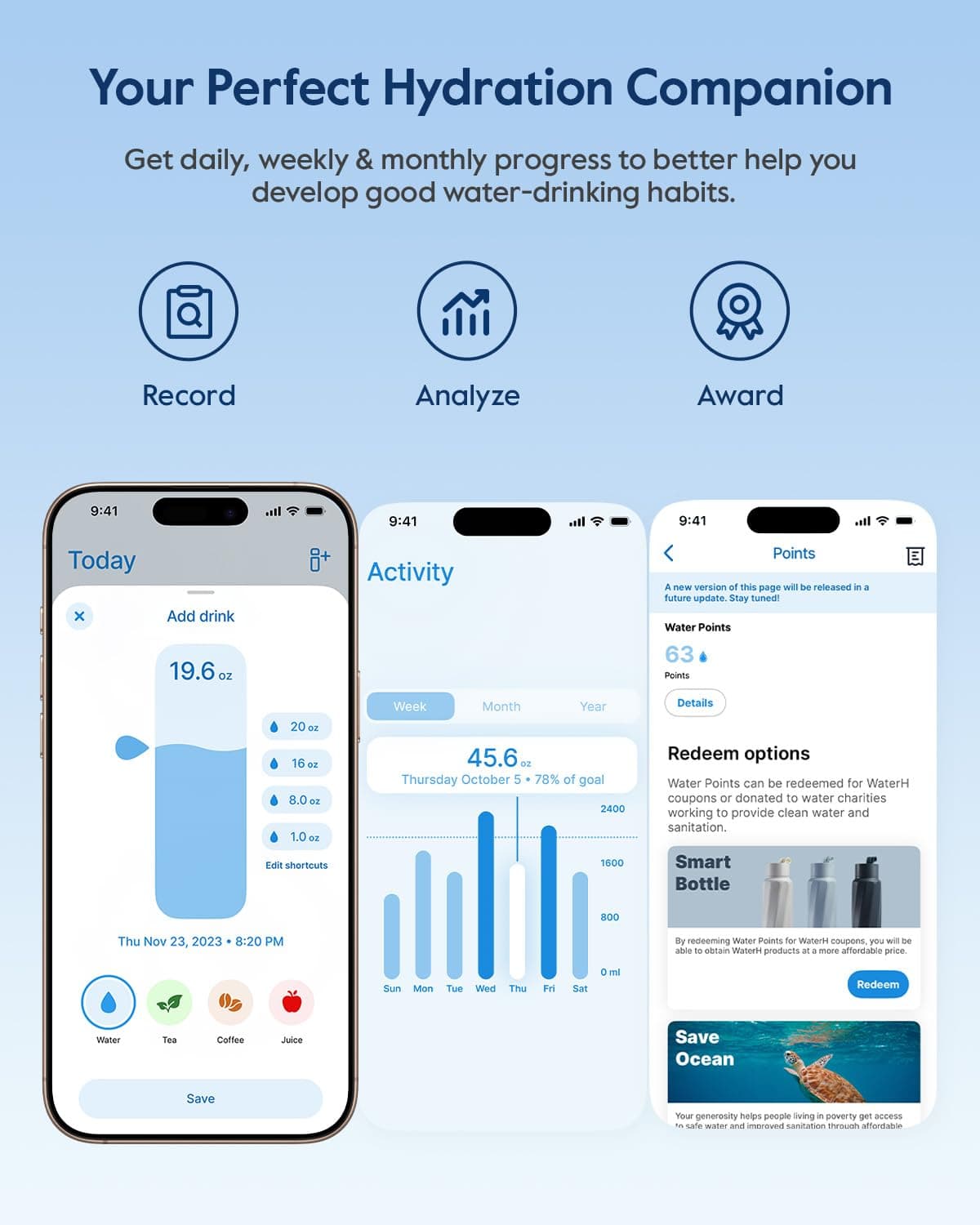 WATERH Boost Smart-Wasserflasche mit Erinnerung an Wasser – Bild 3