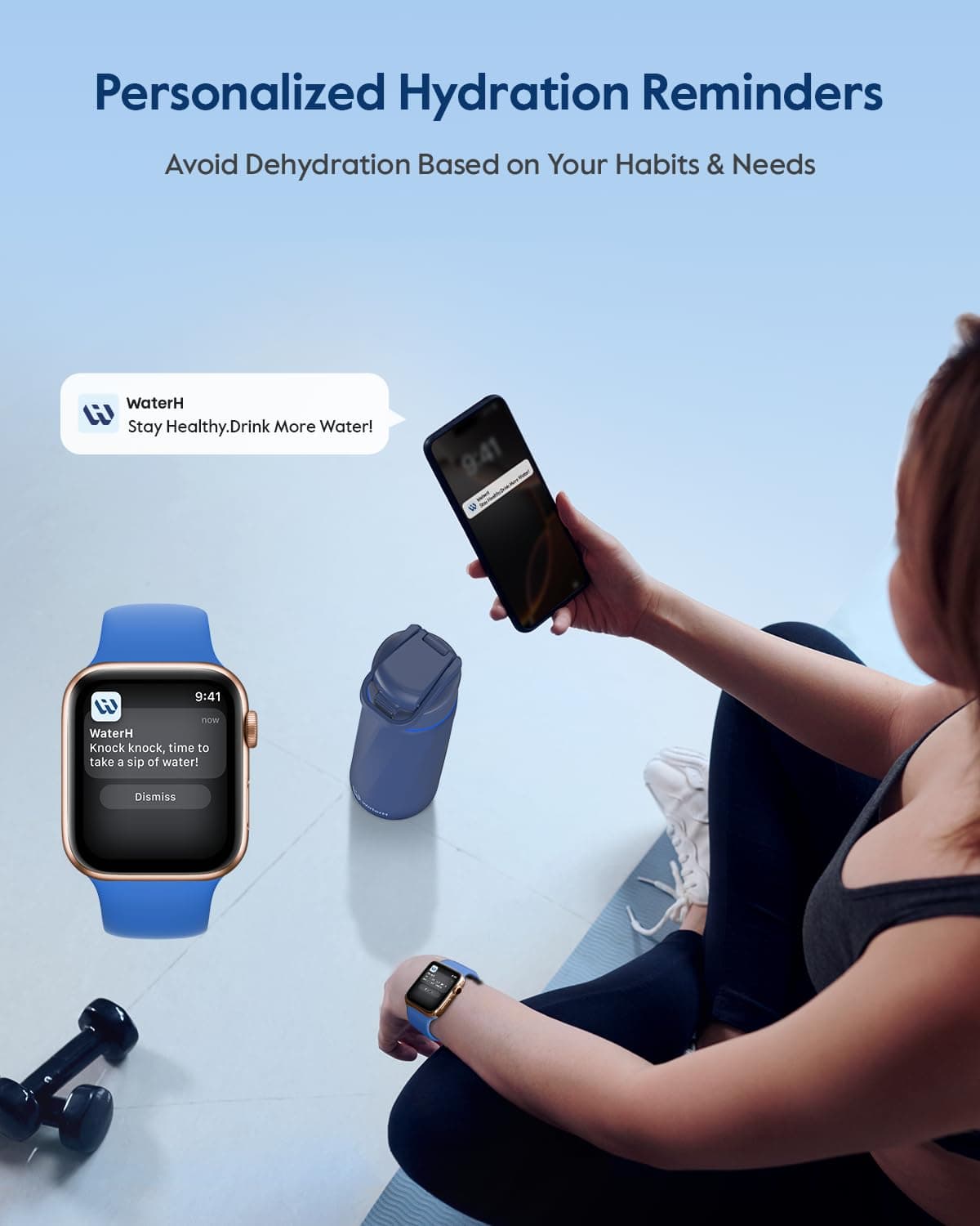 WATERH BOOST Smart Water Bottle that Reminds You to Drink, 710 ml – Bild 3