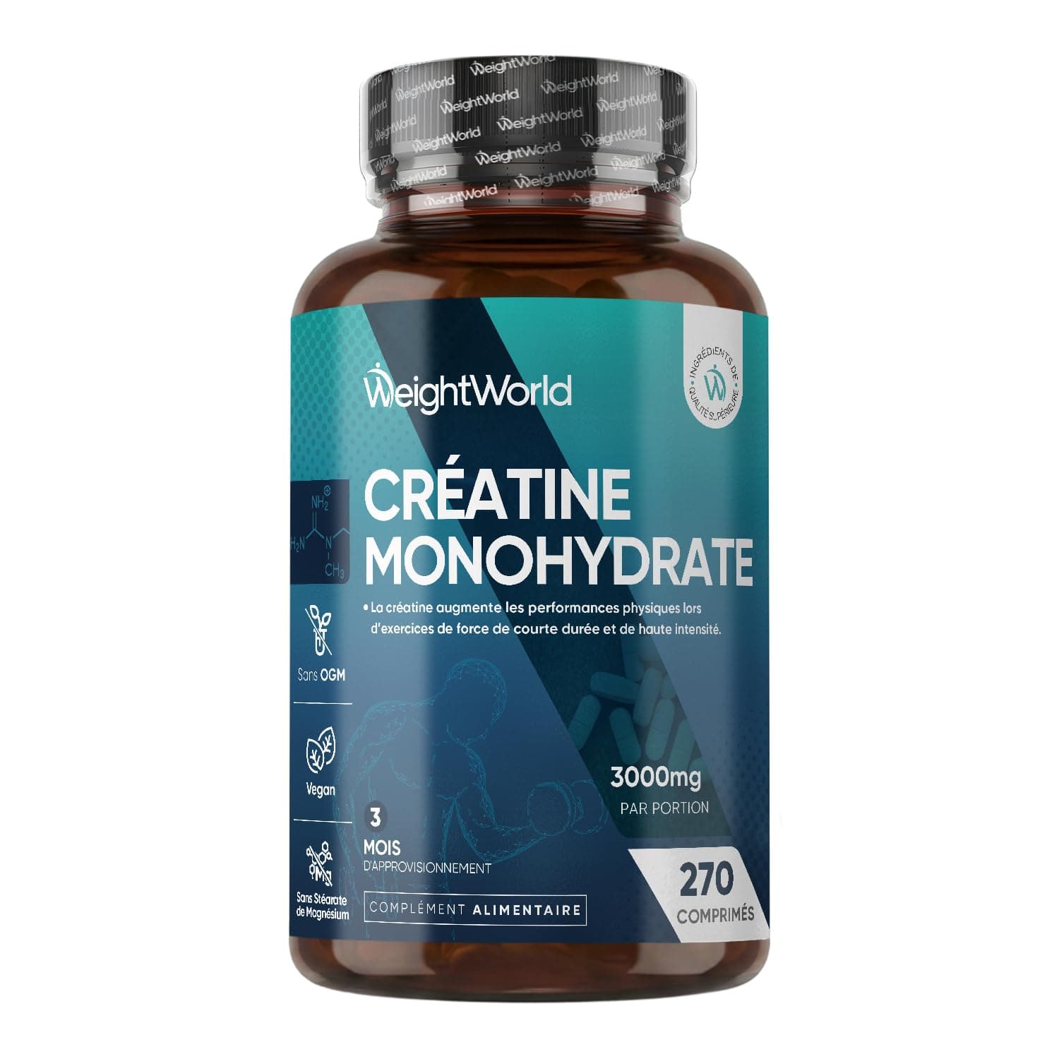 WeightWorld Creatine Monohydrate 270 comprimés Vegan