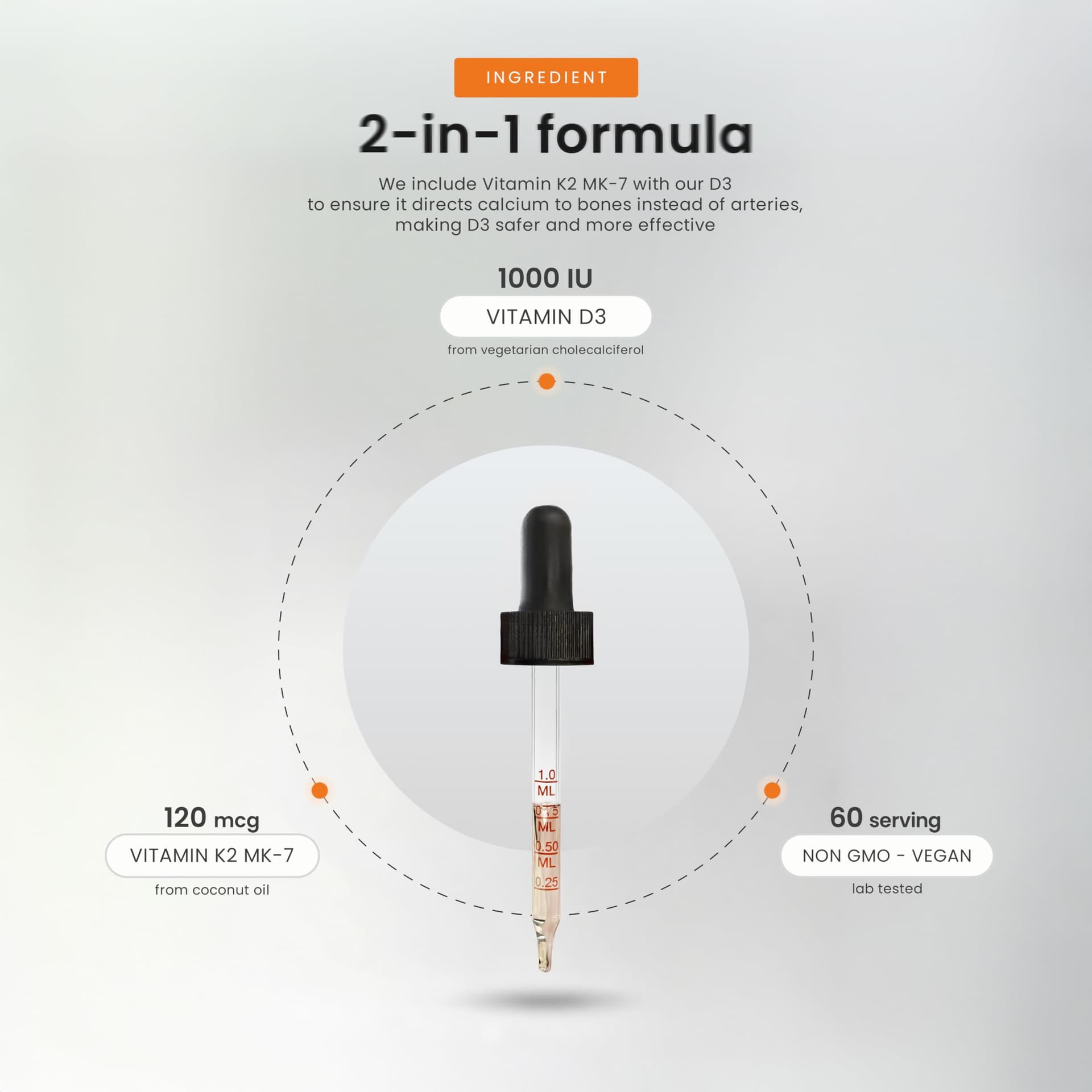 NutraChamps Vitamin D3 K2 Drops for Kids & Adults | 1000 IU D3 Per 0.2ml – Bild 2