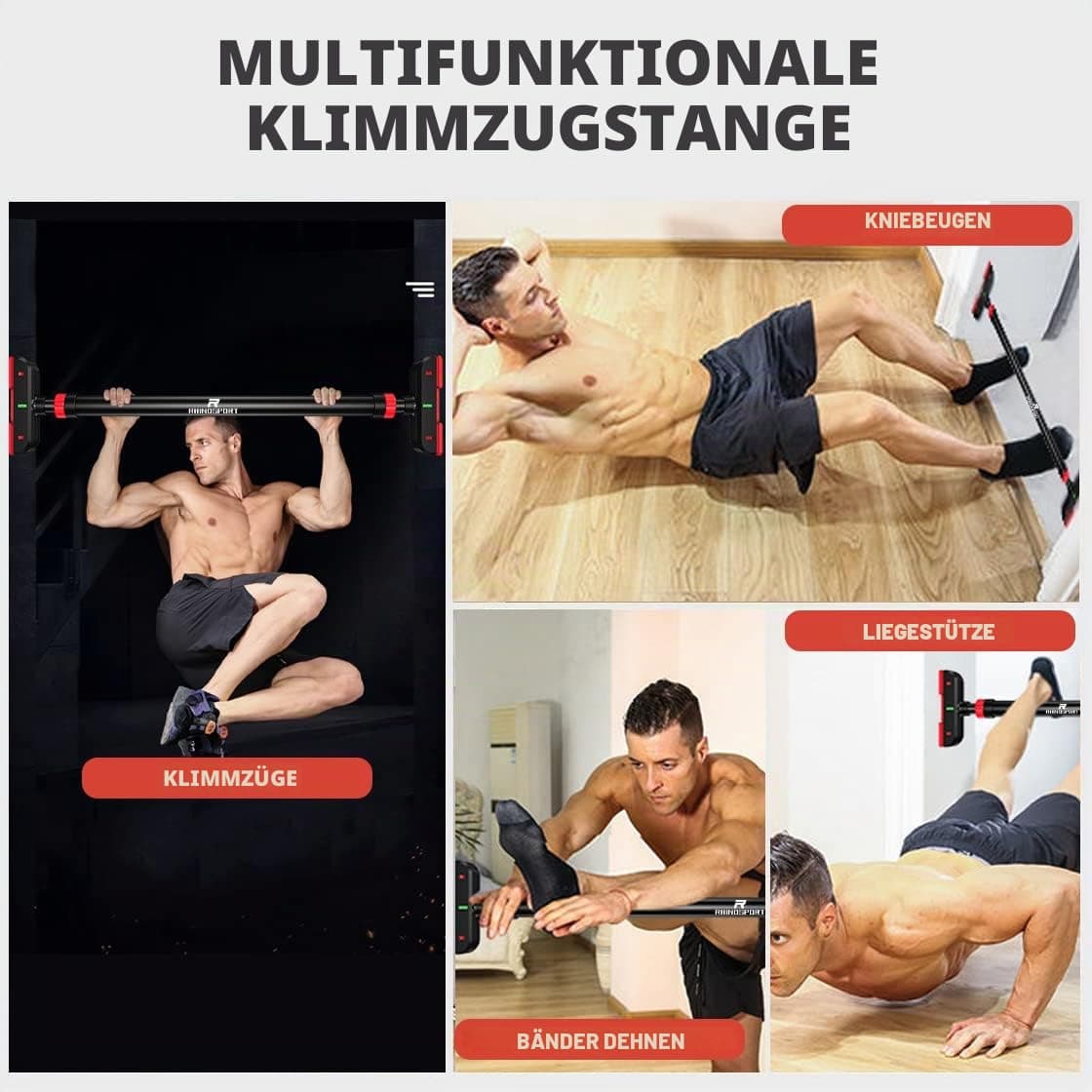 RHINOSPORT Klimmzugstange Türrahmen ohne Schrauben mit – Bild 6