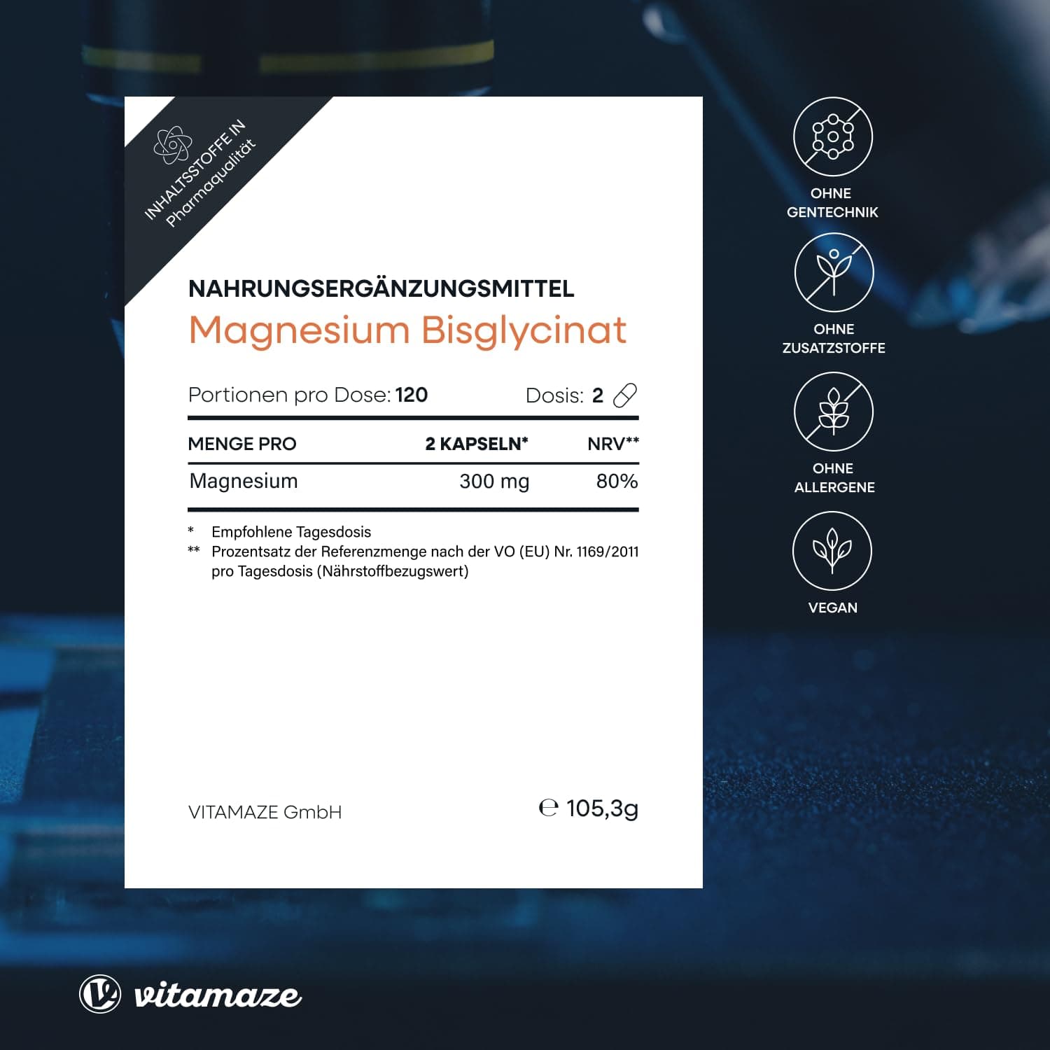 Vitamaze - amazing life Magnesium Bisglycinat Kapseln hochdosiert, 1500 mg in nur 2 Kapseln – Bild 5