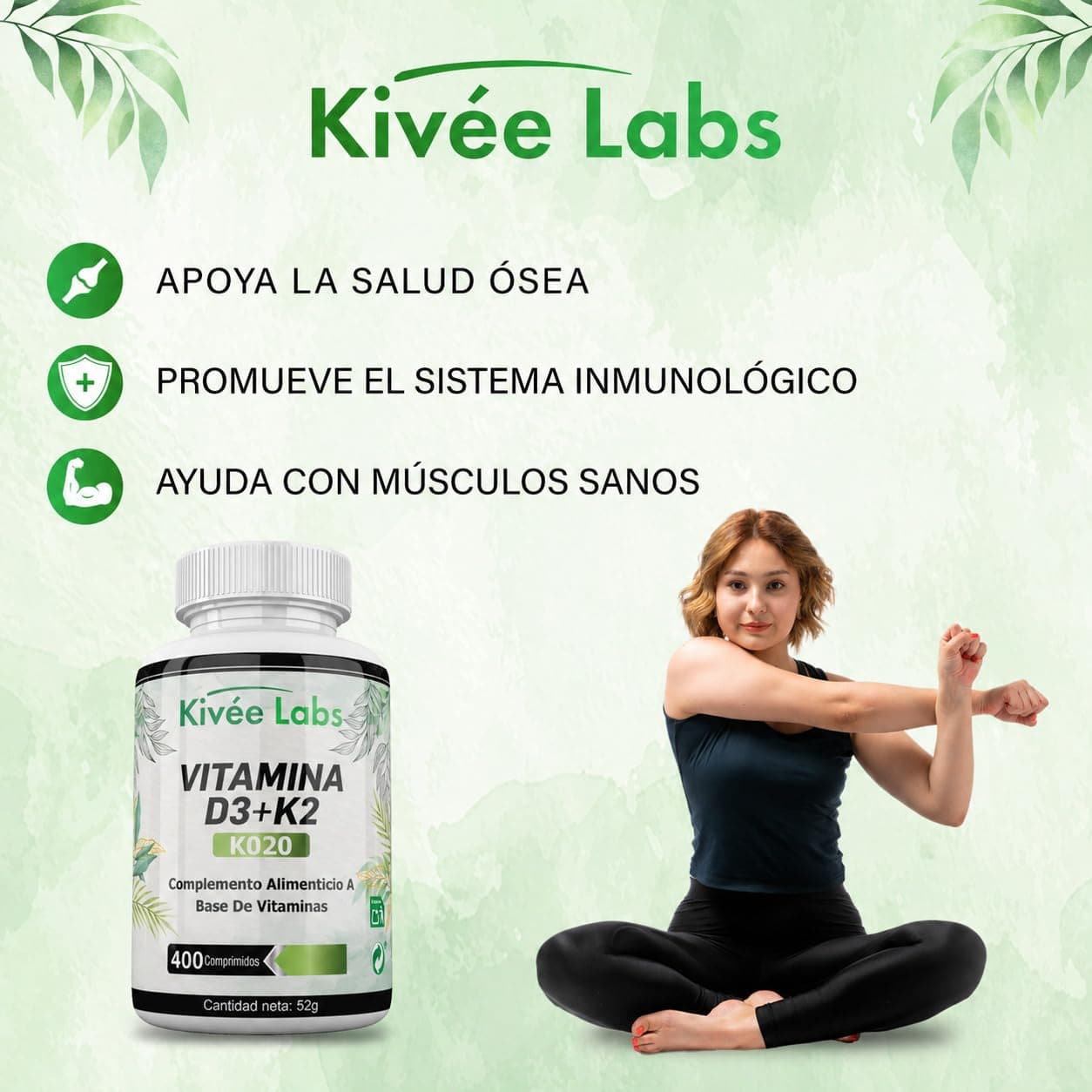 KivéeLabs 400 Micro Comprimidos Vitamina D3 y K2 4000 UI Dosis Alta – Bild 7