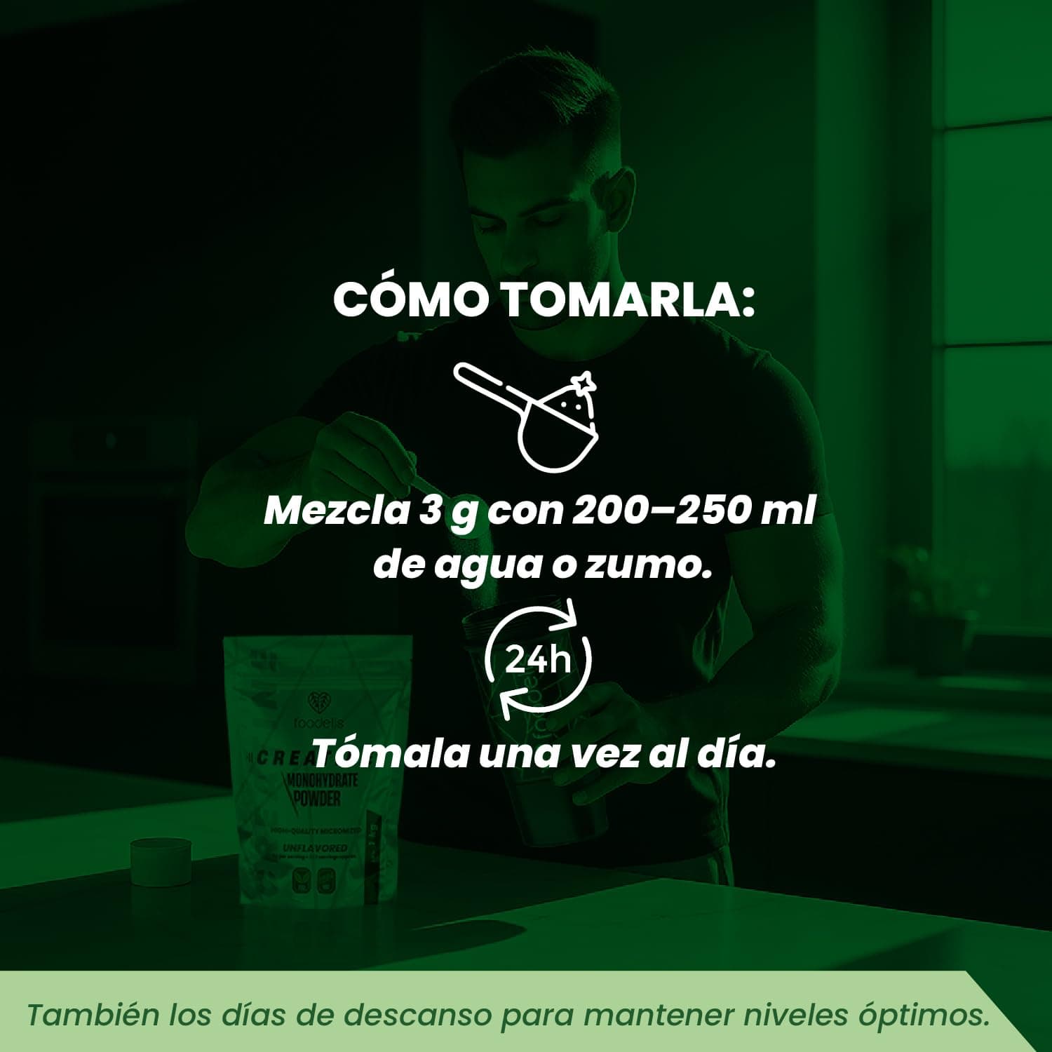 FOODELIS Creatina Monohidratada en Polvo 1 kg – Bild 6