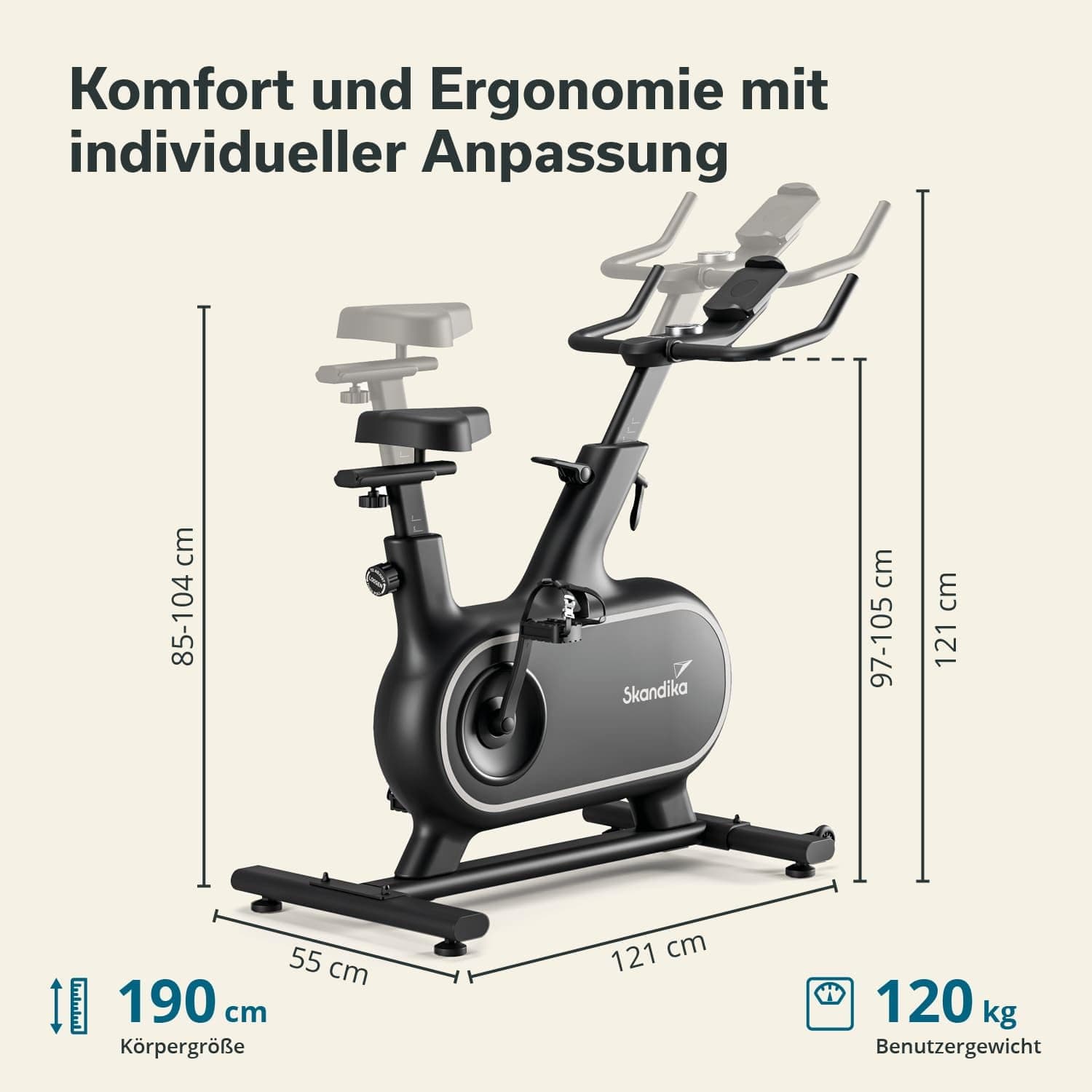 Skandika Heimtrainer Fahrrad Cykling P12-H | 32 Stufen, Magnetbremssystem, 12 kg – Bild 6