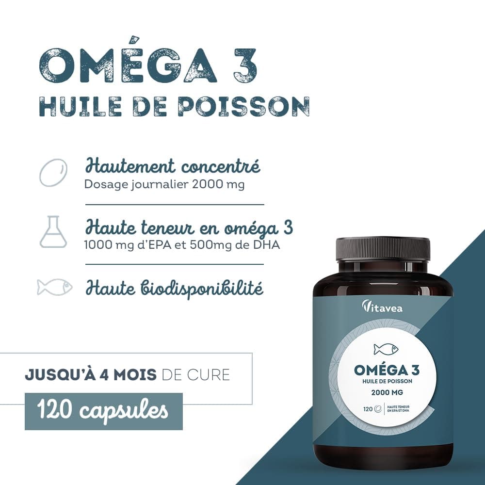 Vitavea Omega 3 Huile de Poissons Sauvages 2 000mg – Bild 2