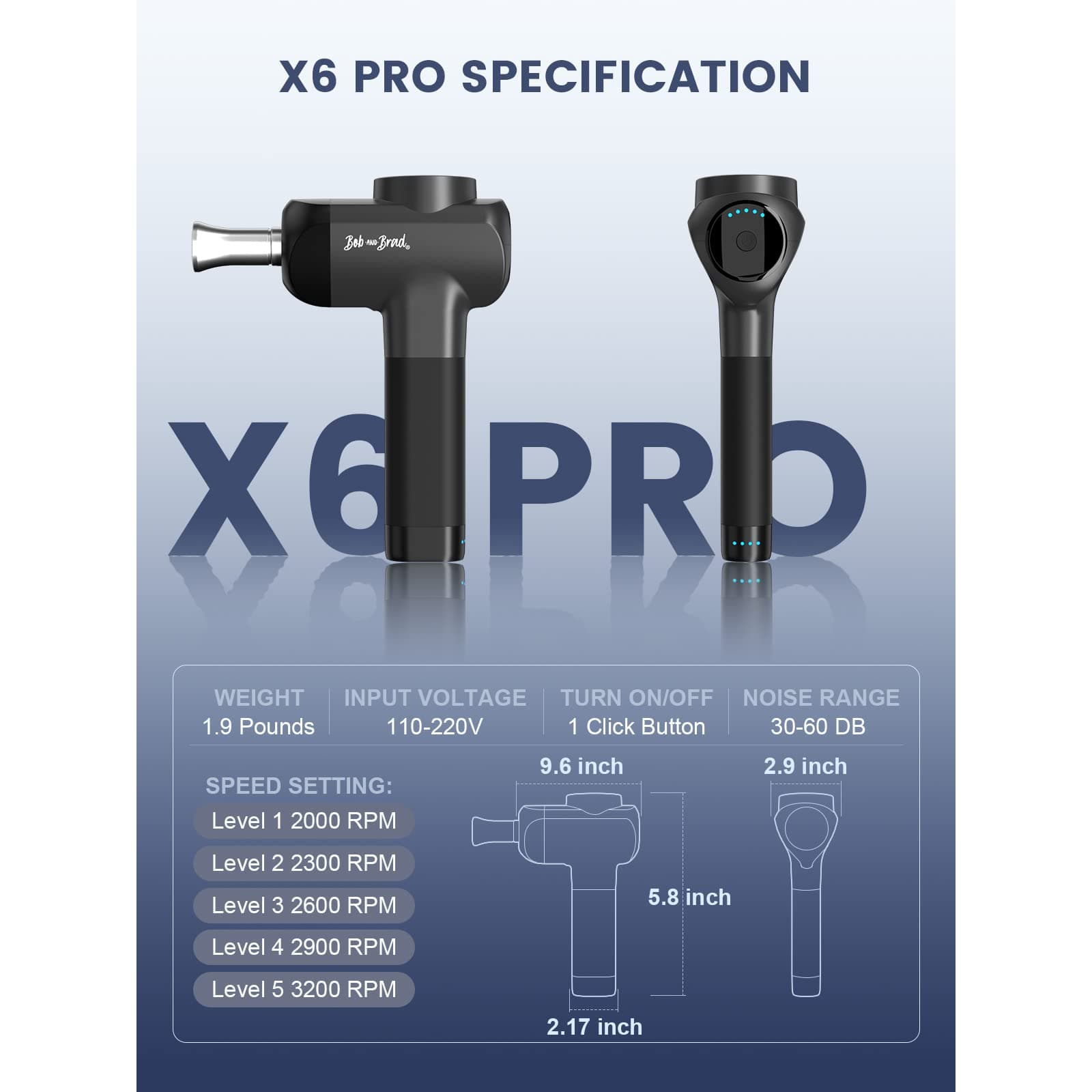 BOB AND BRAD X6 Pro Massage Gun Deep Tissue Percussion with – Bild 8