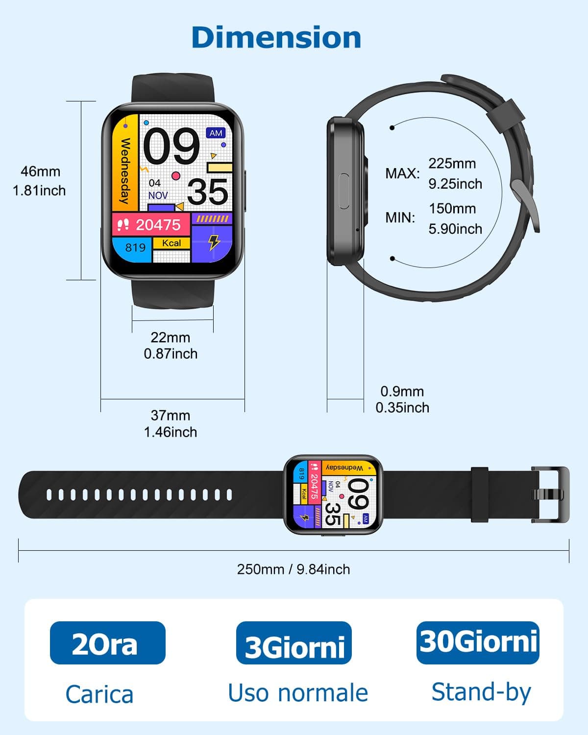 RUIMEN Smartwatch Uomo Donna Orologio Smart Watch Risposta – Bild 7