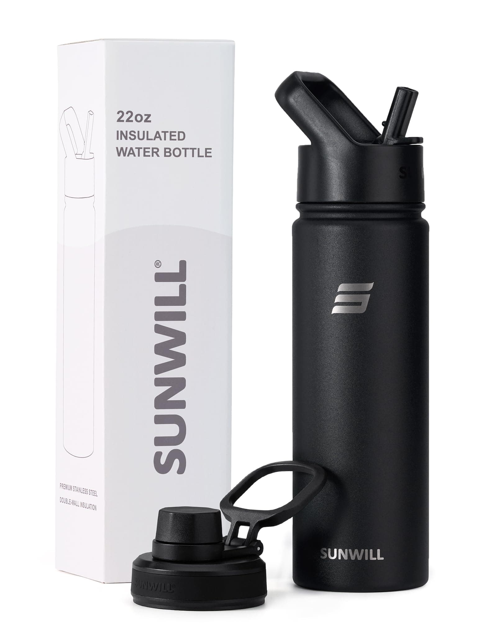 SUNWILL Metal Water Bottle with Straw Stainless Steel, 650ml – Bild 6