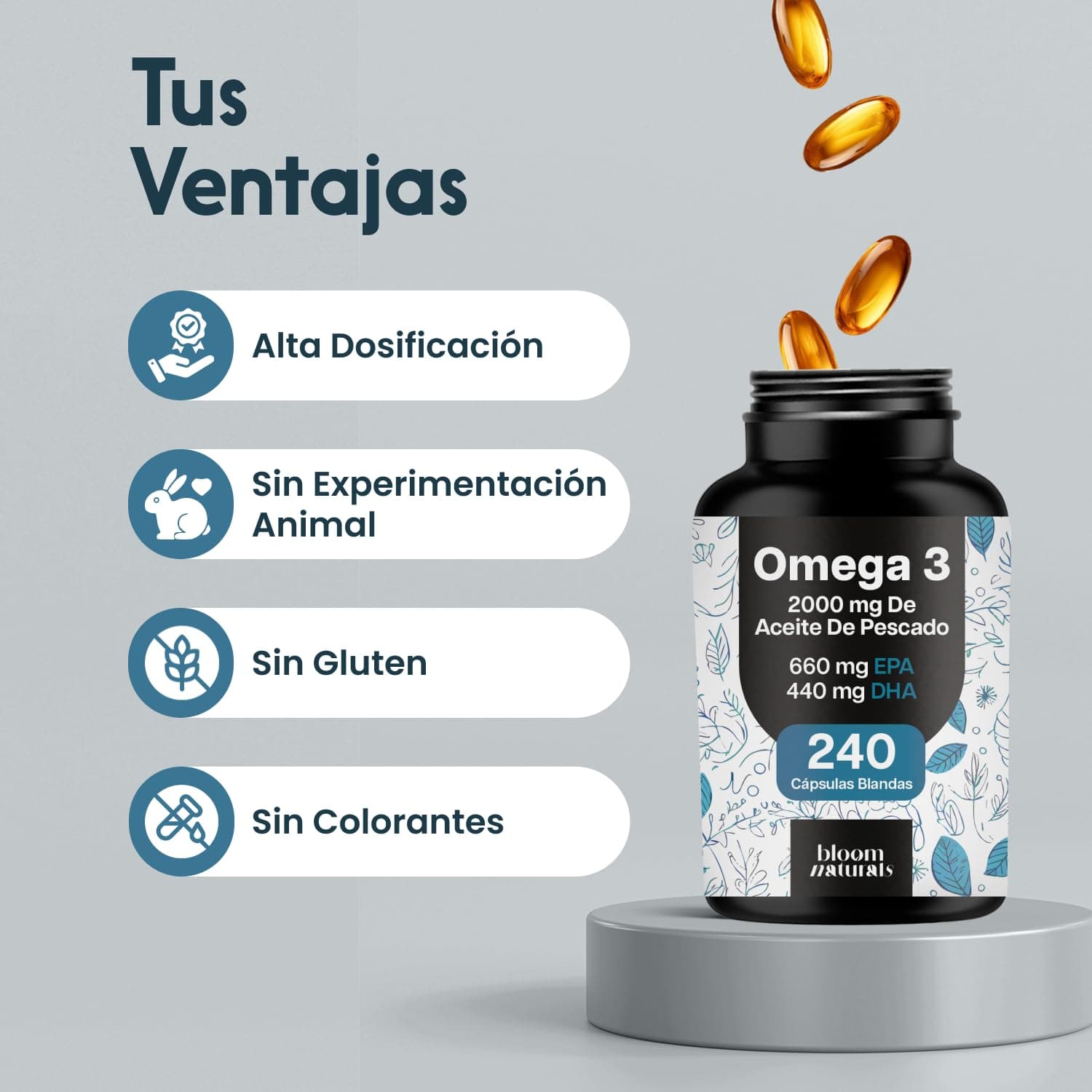 Bloom Naturals Beauty Supplements Oméga 3-240 Capsules – Bild 4