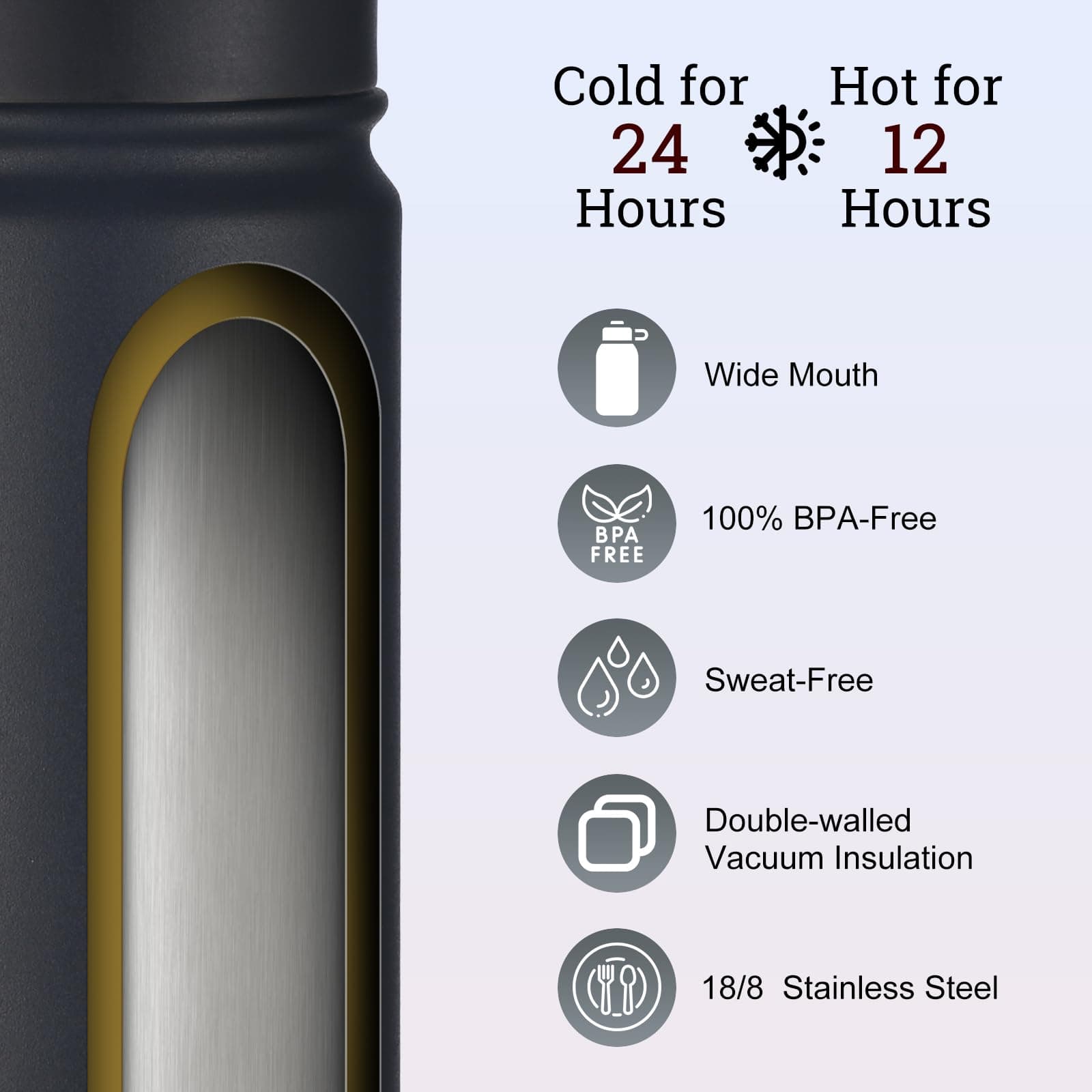 mininoo Insulated Stainless Steel Water Bottle with Straw and Lid for Sports, 24 oz – Bild 2