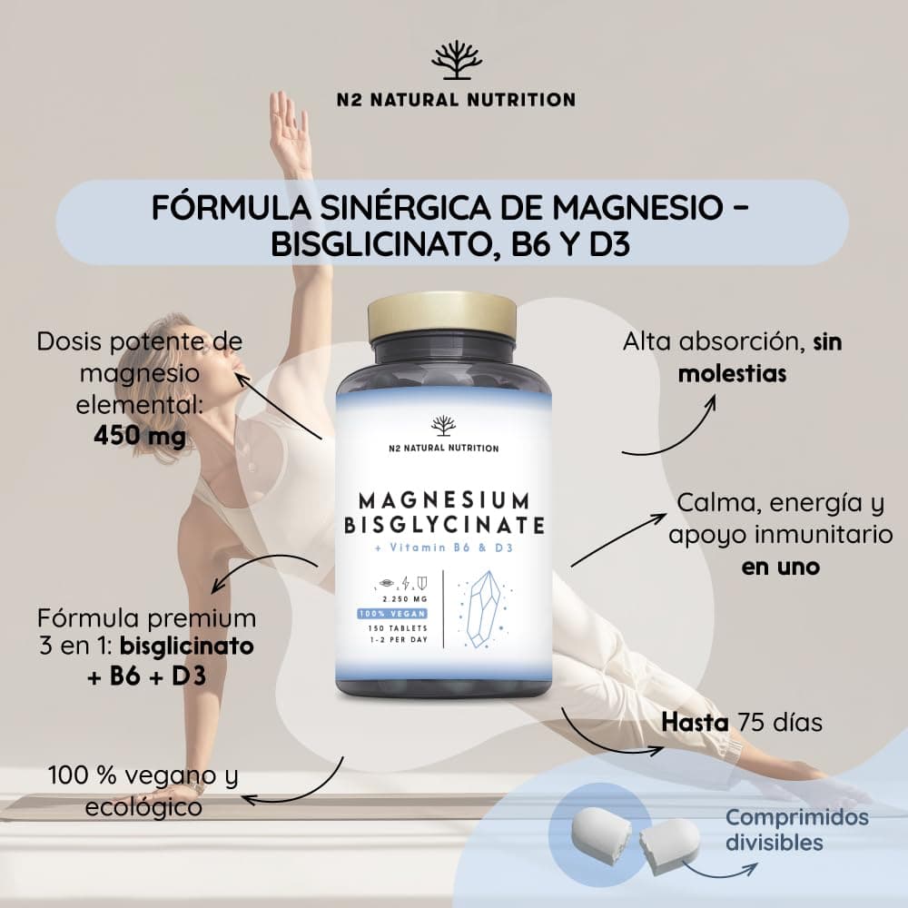 N2 Natural Nutrition Magnesio Bisglicinato 2250 mg – Bild 2