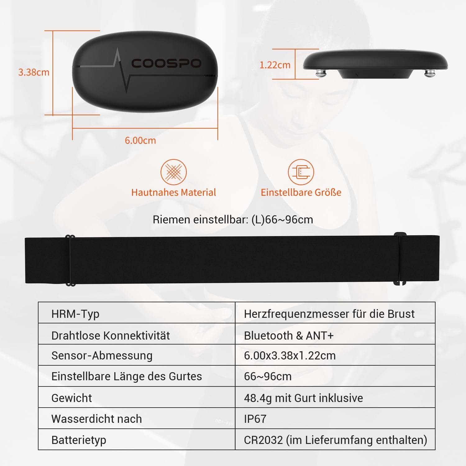 CooSpo H6M Herzfrequenzmesser Pulsgurt Brustgurt Bluetooth – Bild 6