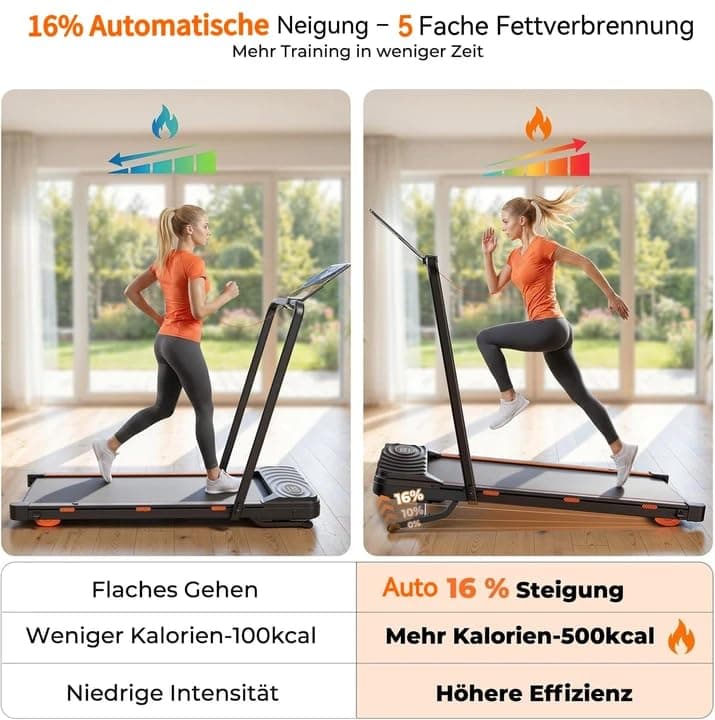 JAGJOG Laufband für Zuhause mit Auto 16% Steigung,Klappbar – Bild 4