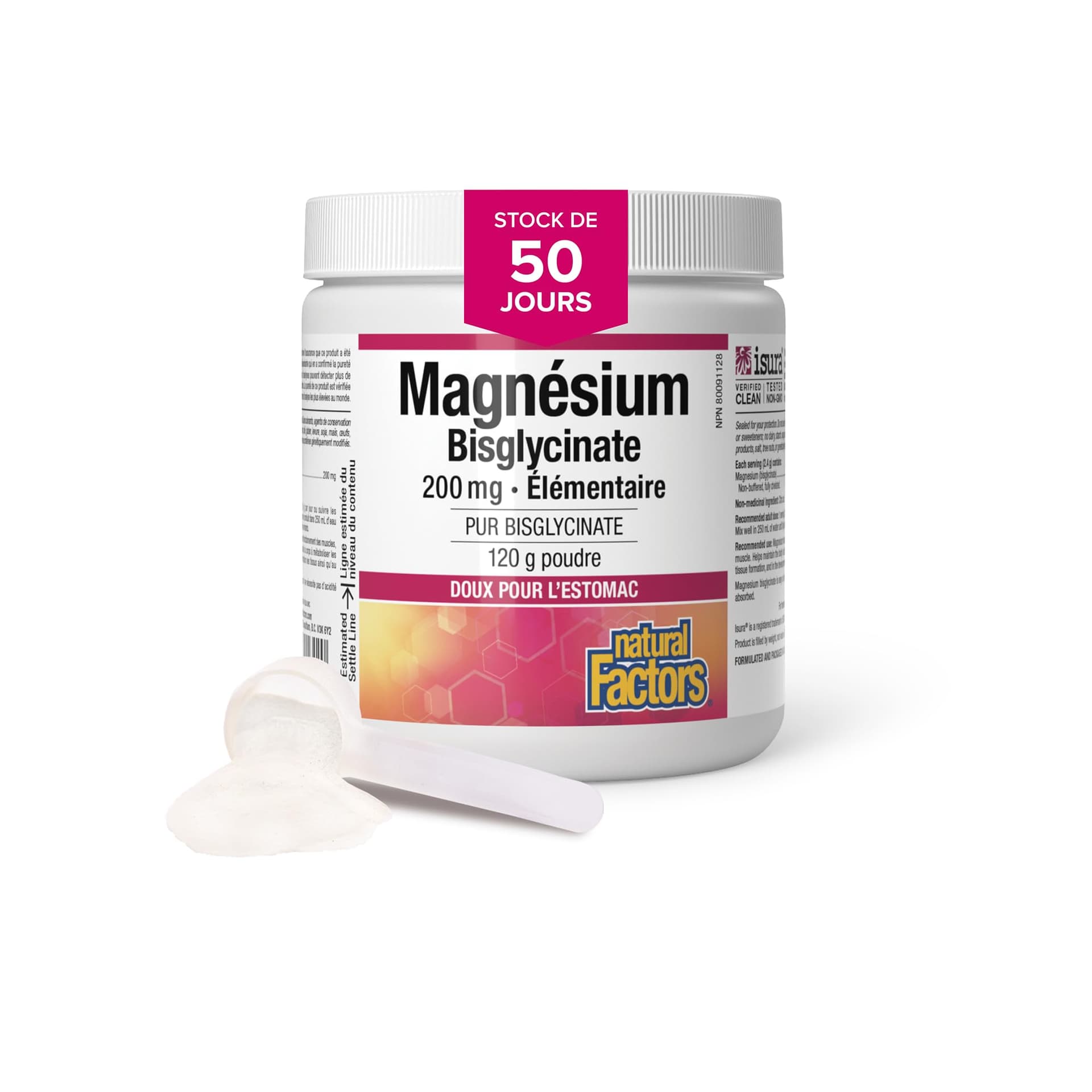 Natural Factors Magnesium Bisglycinate 200 mg Powder, 120 g – Bild 6