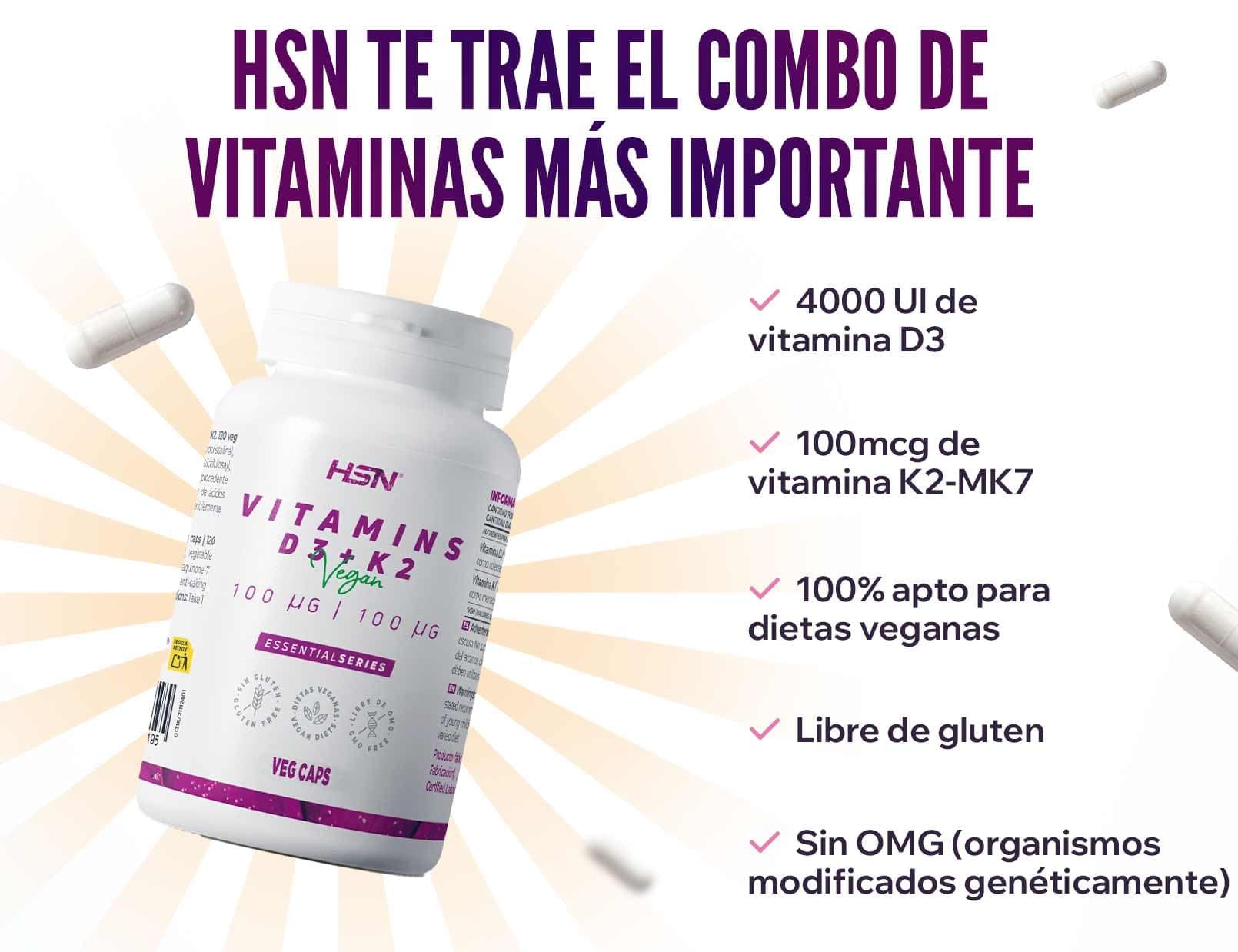 HSN Vitamina D3 + K2 Vegana (4000UI + 100mcg) | 120 cápsulas – Bild 5