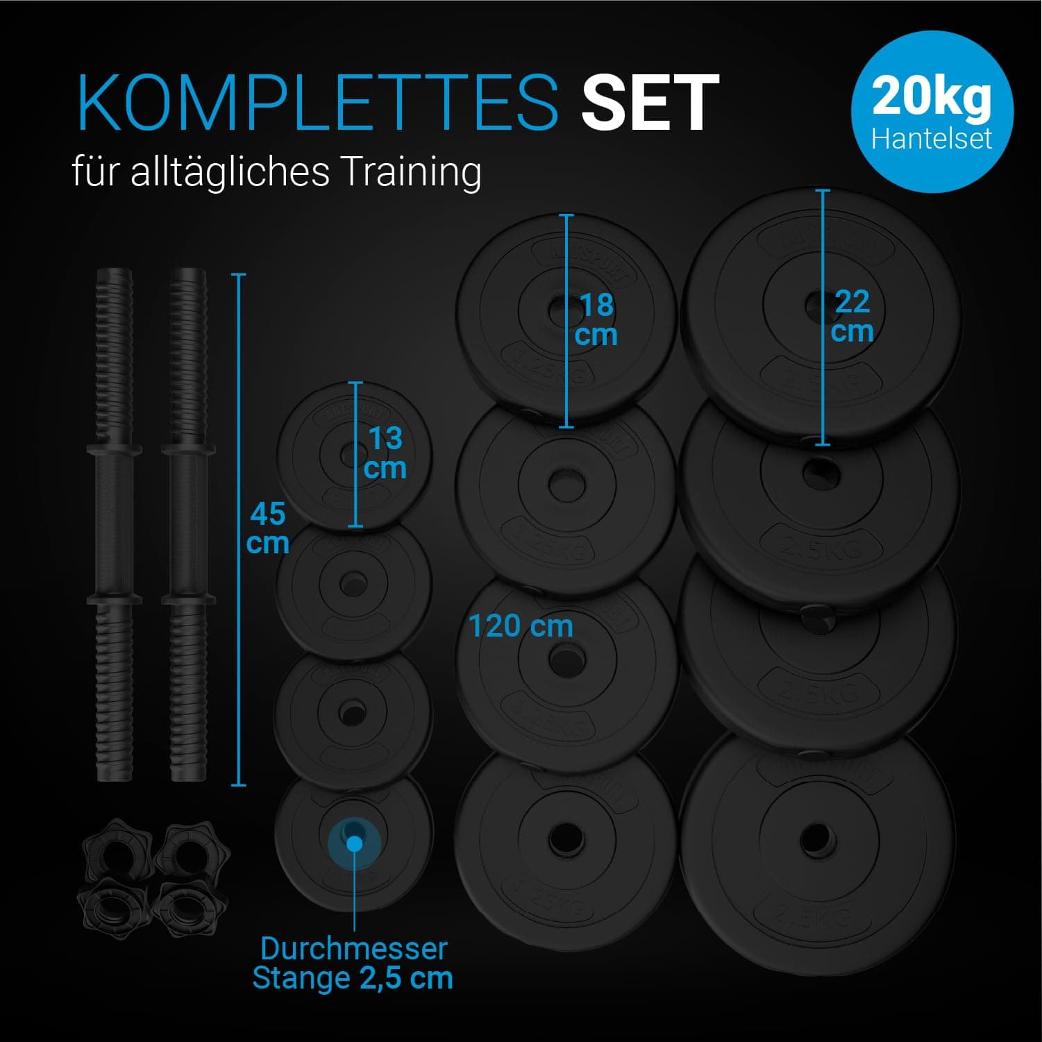 ArtSport ® 2er Hantelset 20kg – Bild 5
