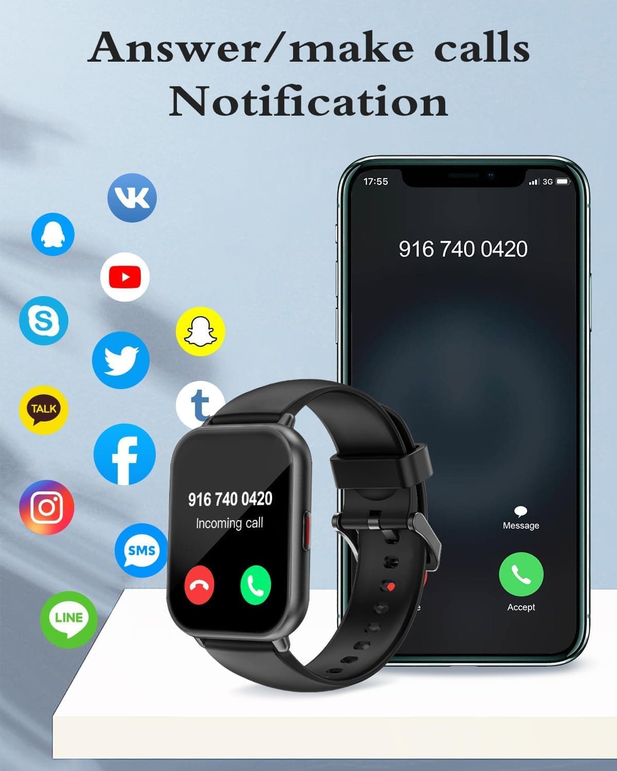 RUIMEN Montre Connectée Homme Femme avec Appel Bluetooth – Bild 2