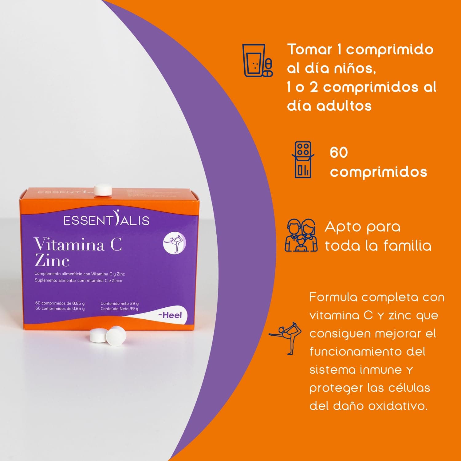 Essentialis Vitamina C + Zinc, 60 comprimidos – Bild 4