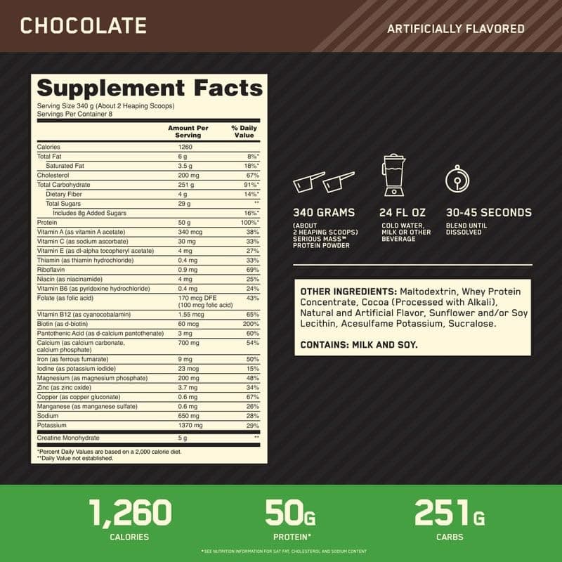 Optimum Nutrition Serious Mass Protein Powder High Calorie – Bild 3