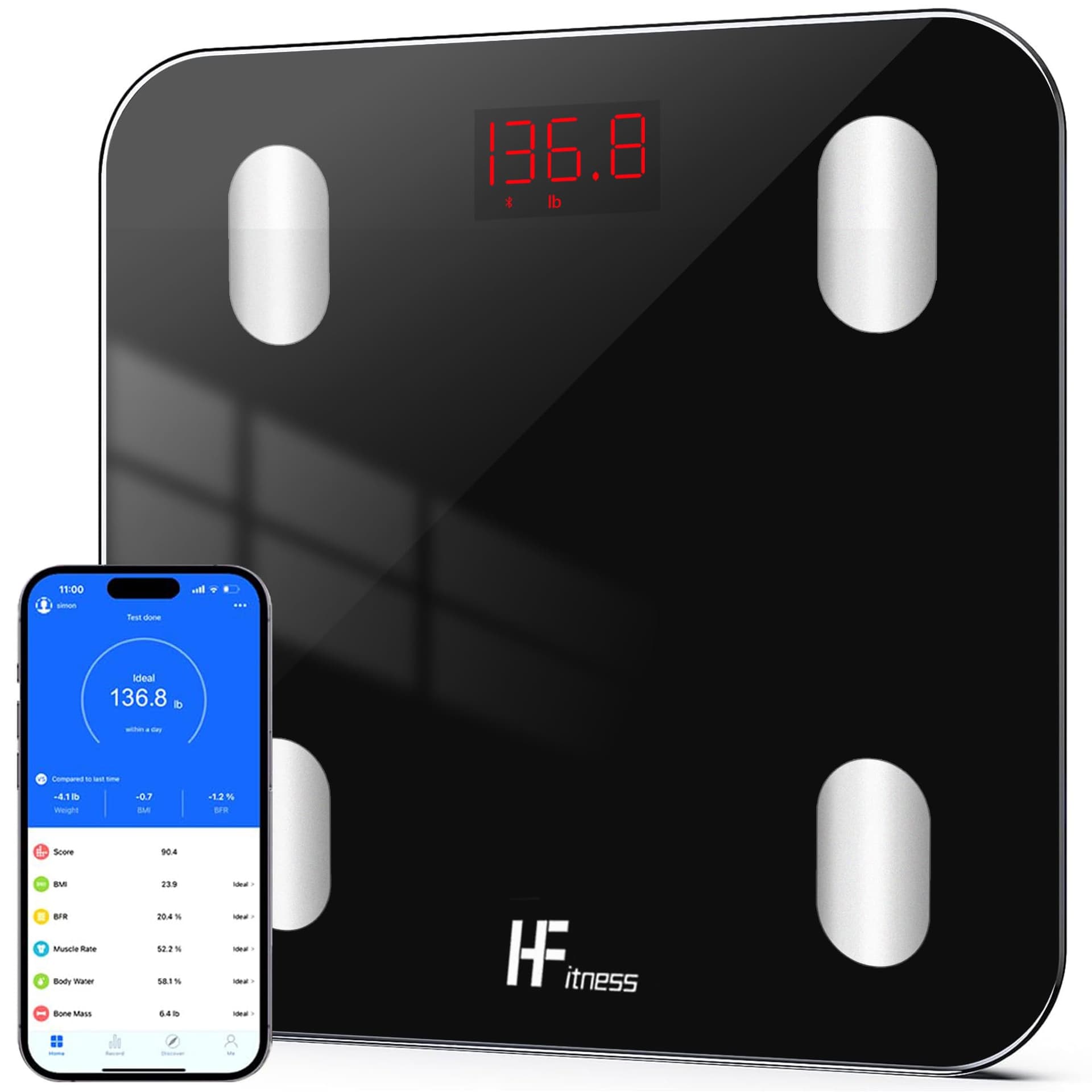 HomeFashion HFitness 19 Metrics Body Composition Smart Scale Bathroom