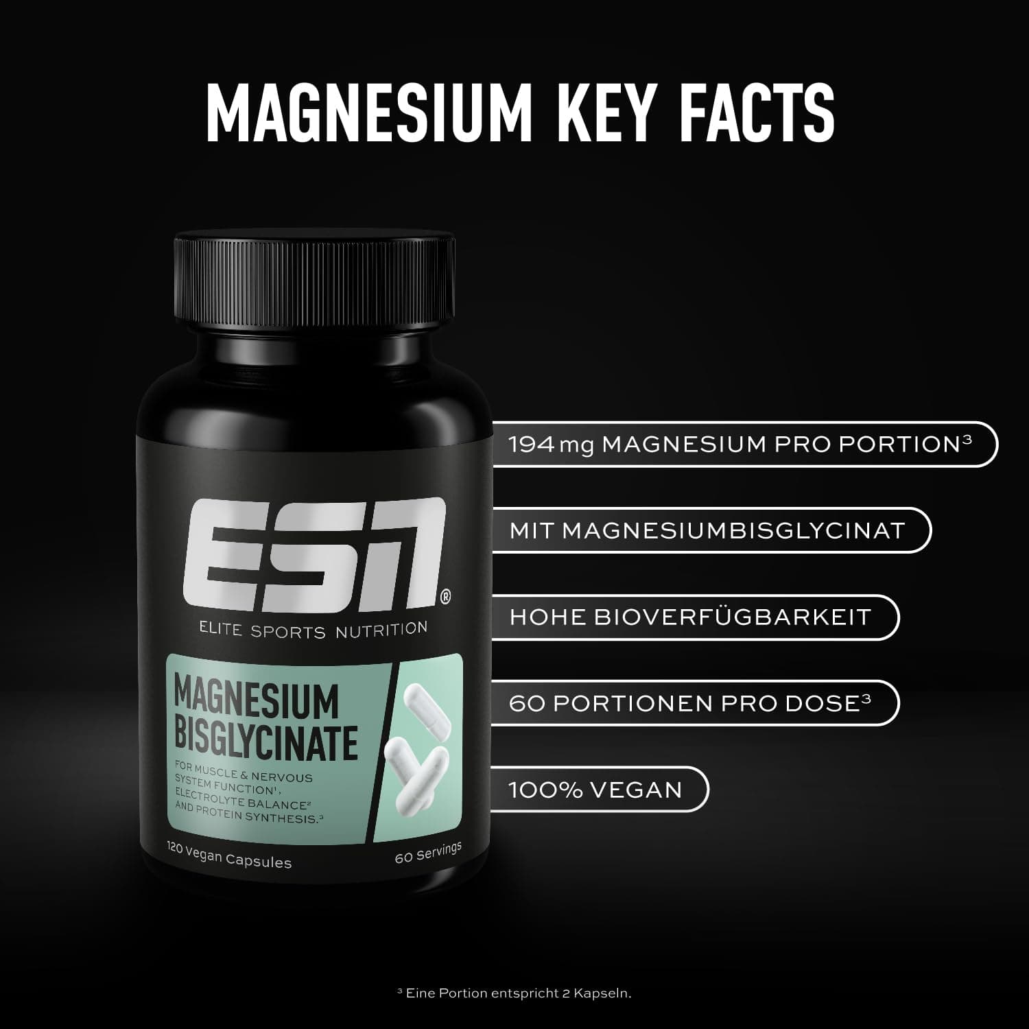 ESN Magnesium Caps, 120 Kapseln – Bild 3